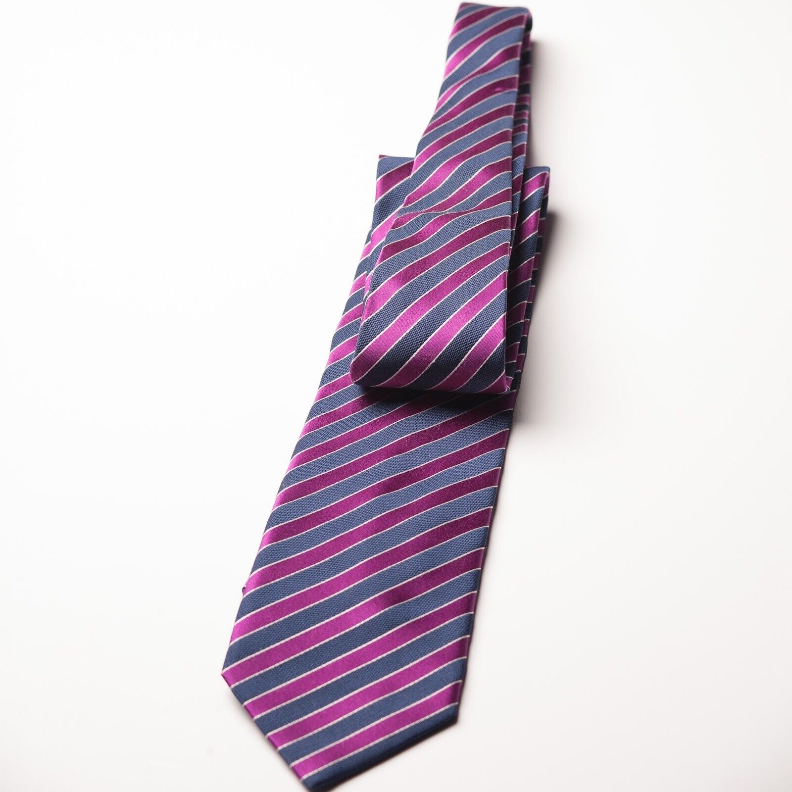 LANVIN Purple Striped Silk Tie French Made