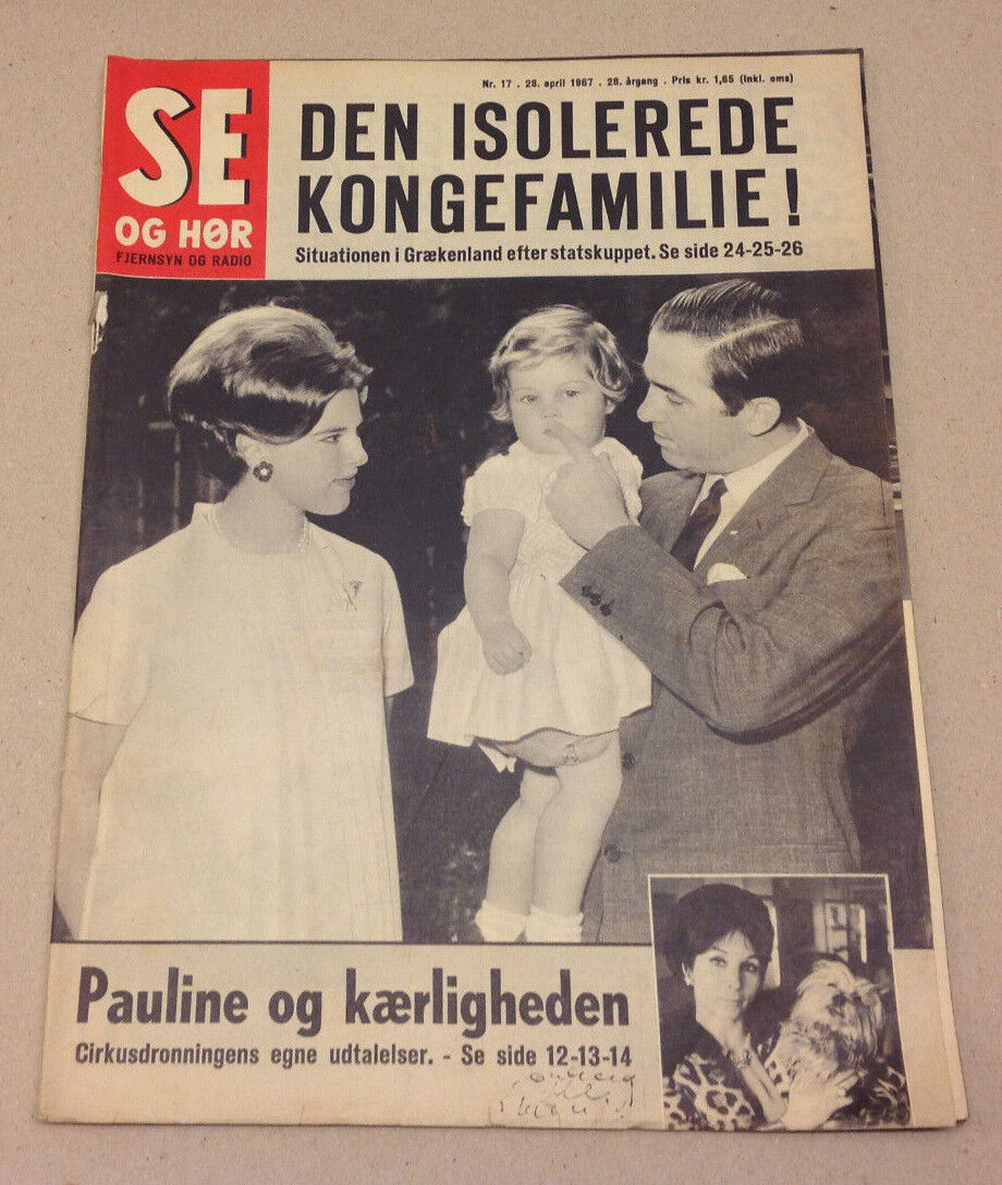 QUEEN ANNE-MARIE KING CONSTANTINE GREEK ROYALS Rare Vintage Danish Magazine 1967