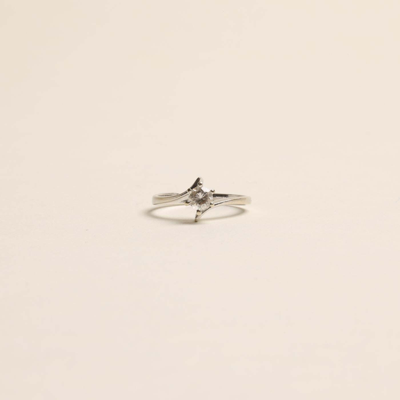 Ring with diamond (036 ct) in 14K White gold size 5¾ | Real Genuine