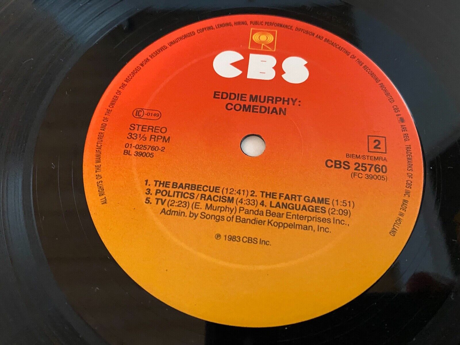 EDDIE MURPHY "COMEDIAN" CBS RECORDS 1983 DUTCH PRESSED 12" VINYL LP STAND UP LP*