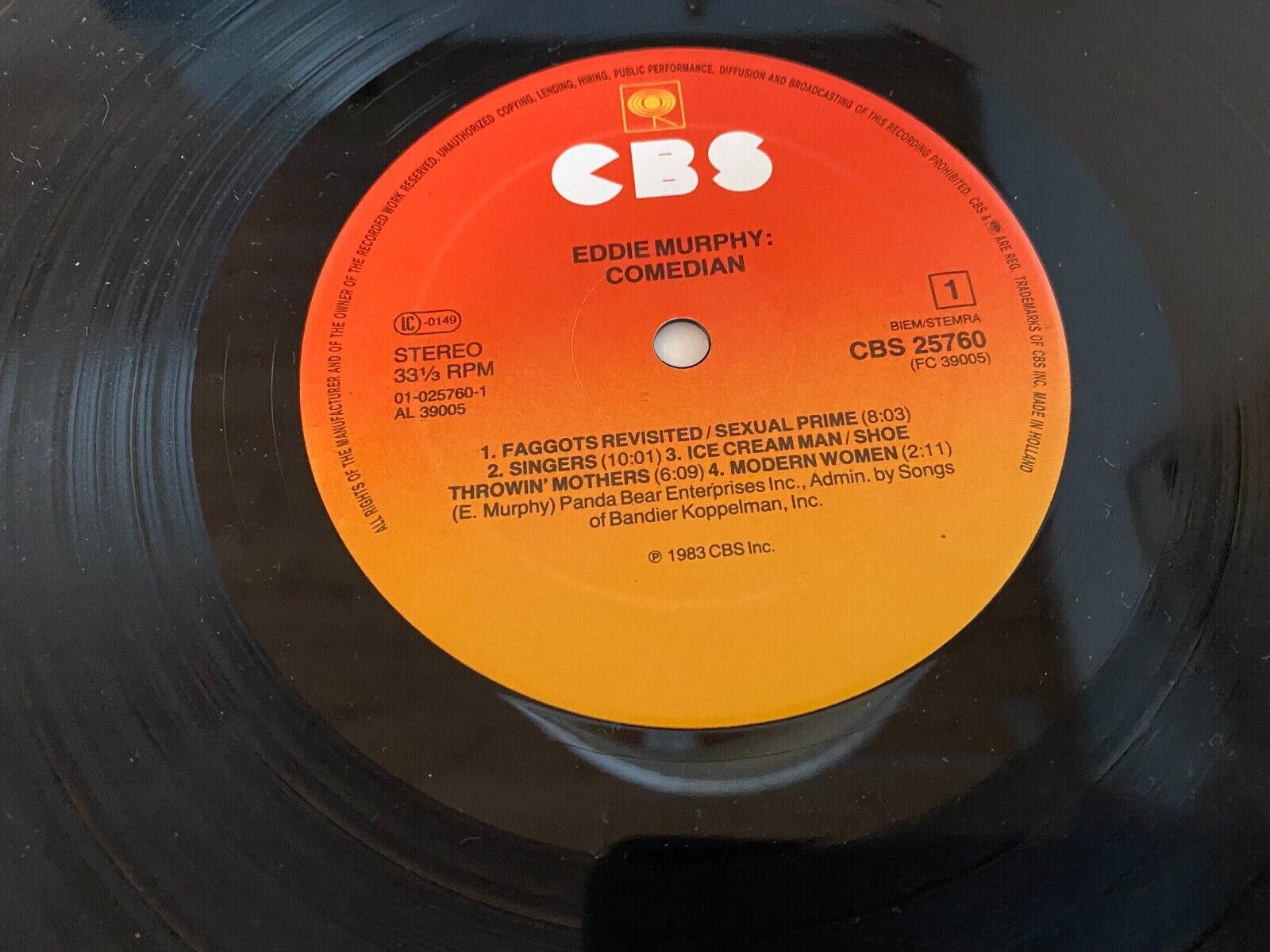 EDDIE MURPHY "COMEDIAN" CBS RECORDS 1983 DUTCH PRESSED 12" VINYL LP STAND UP LP*