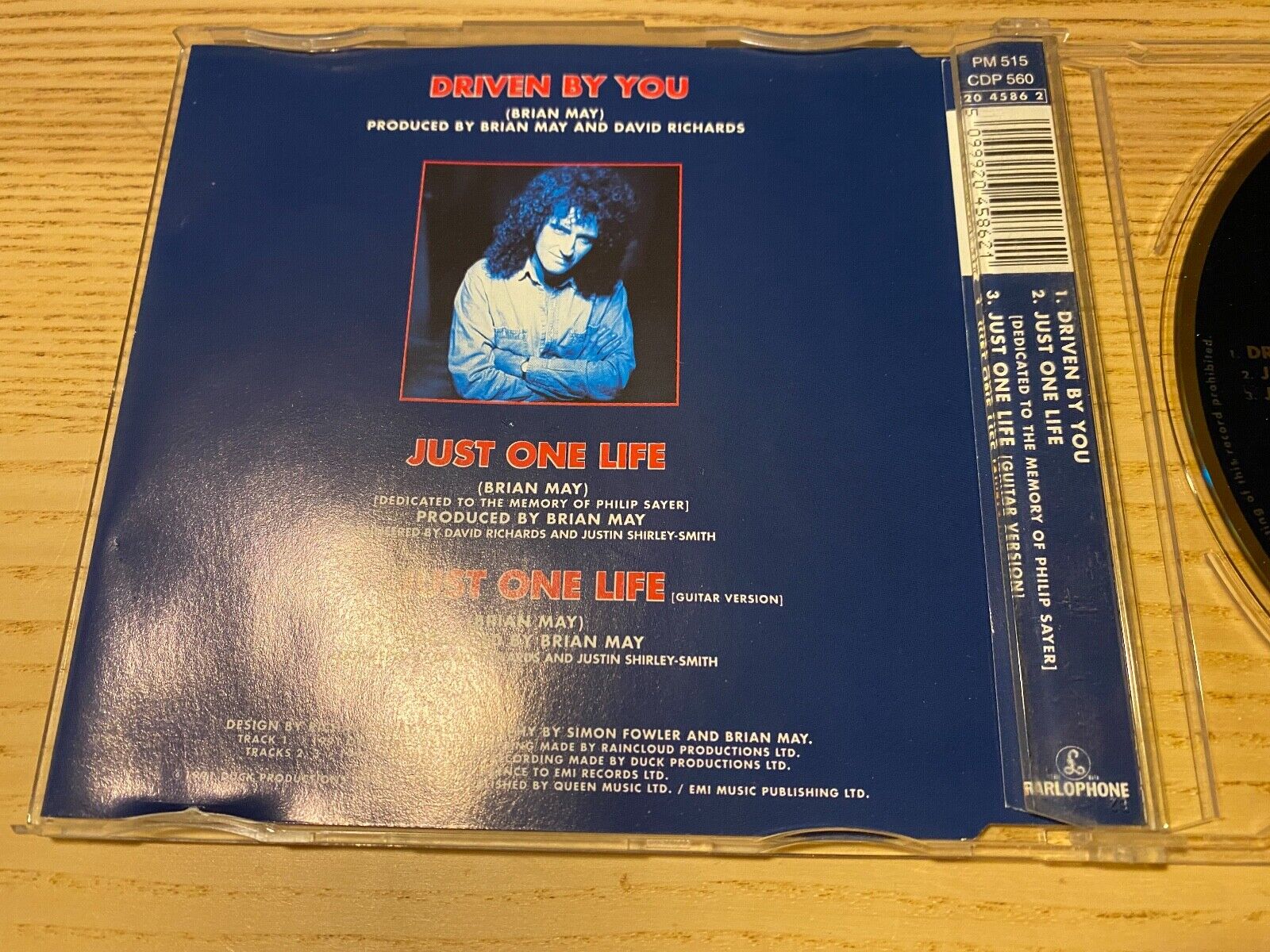 BRIAN MAY (QUEEN) "DRIVEN BY YOU / JUST ONE LIFE" 1991 EMI RECORDS CD SINGLE***