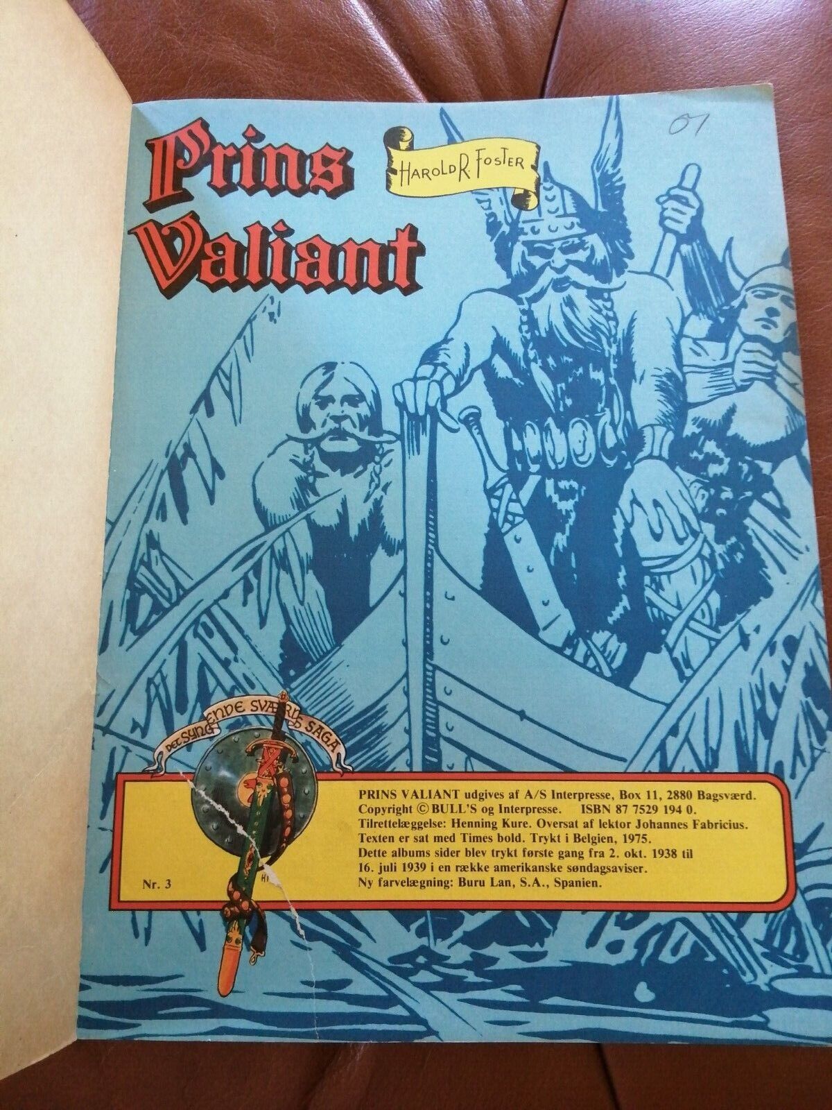 Danish comic book"Prins Valiant til kamp for thule" No 3Harold RFoster1975