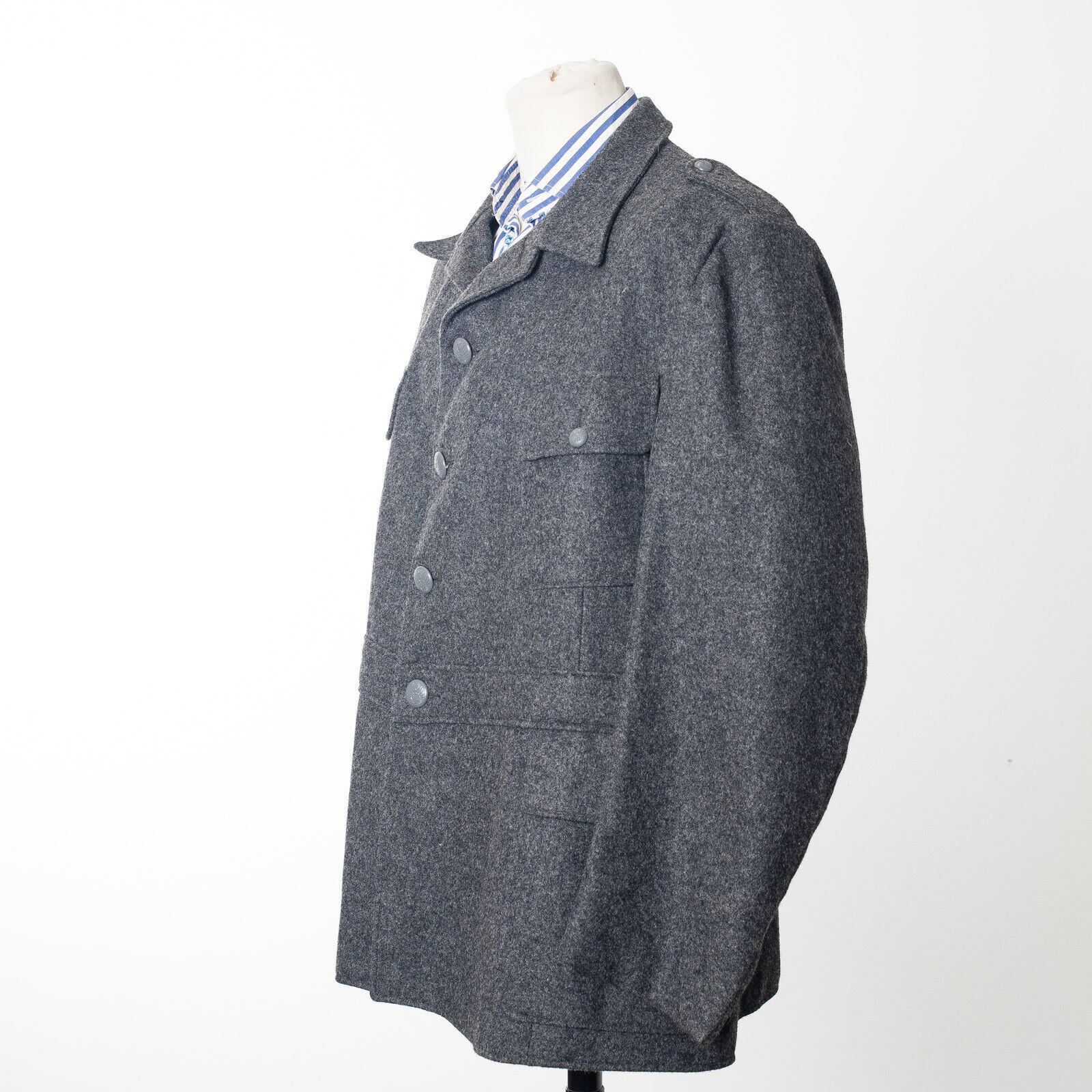 DANISH 1965 Vintage Gray Flannel Army Jacket Size M