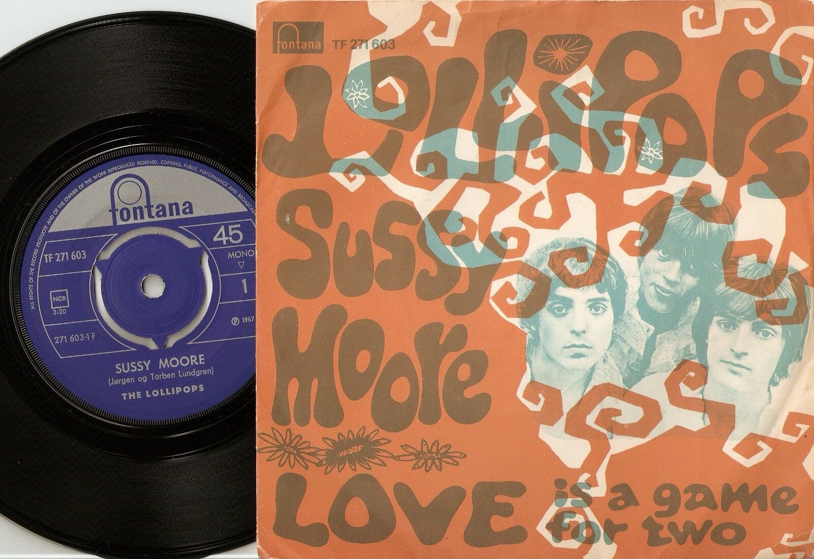 THE LOLLIPOPS SUSSY MOORE NORWAY DANISH 45+PS 1967 MOD FREAKBEAT GARAGE PSYCH