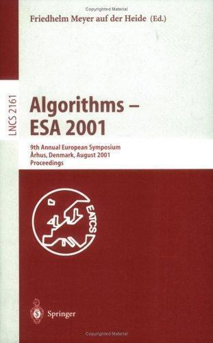 Algorithms - ESA 2001 Lecture Notes in Computer Science Ser 9th Annual Europ