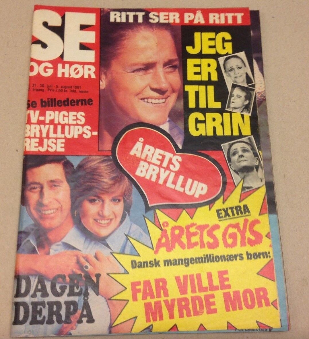 Princess Diana Lady Di Prince Charles Old Vtg Danish Magazine 1981 "Se og Hoer"