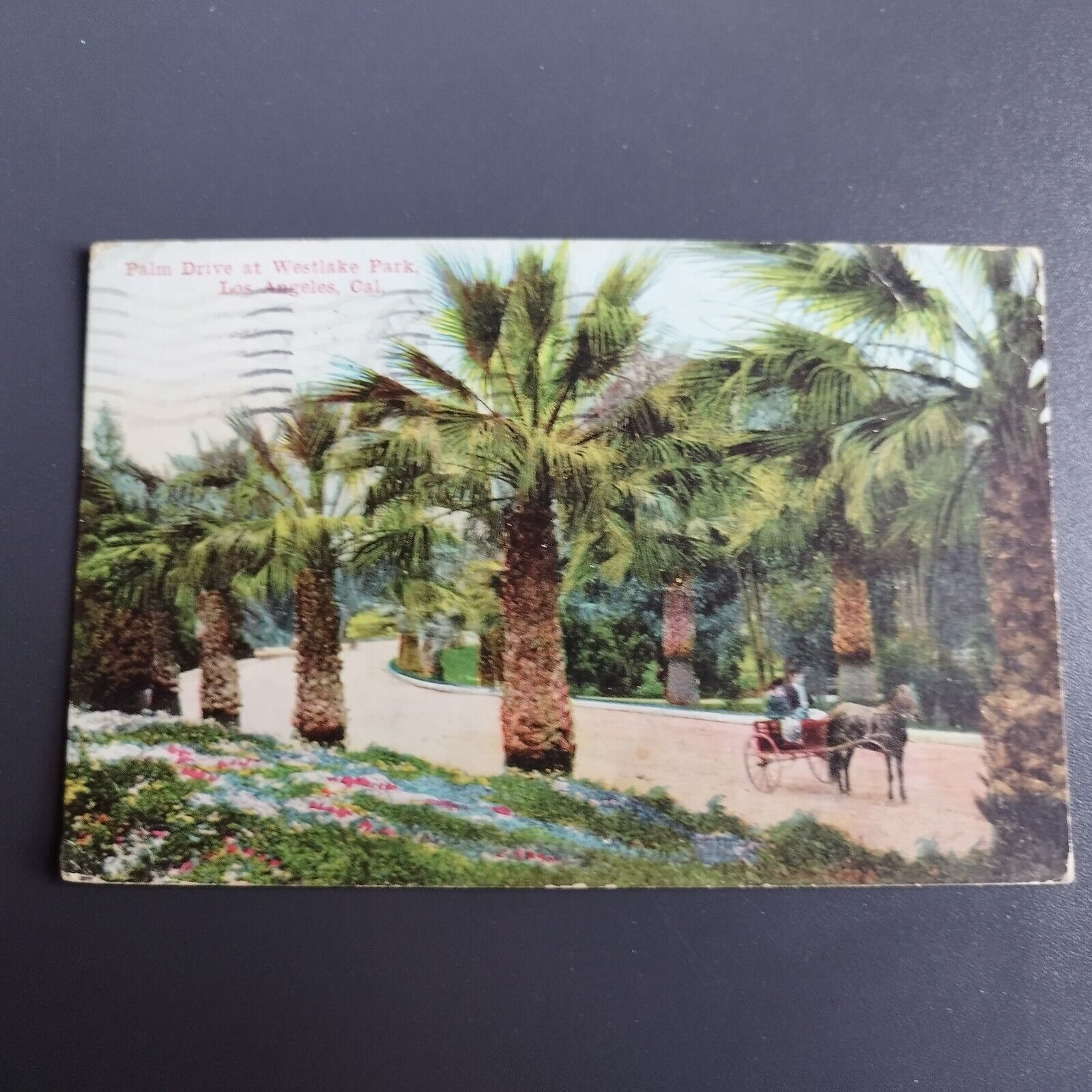 California Palm Drive at Westlake Park Los Angeles - Posted 1911