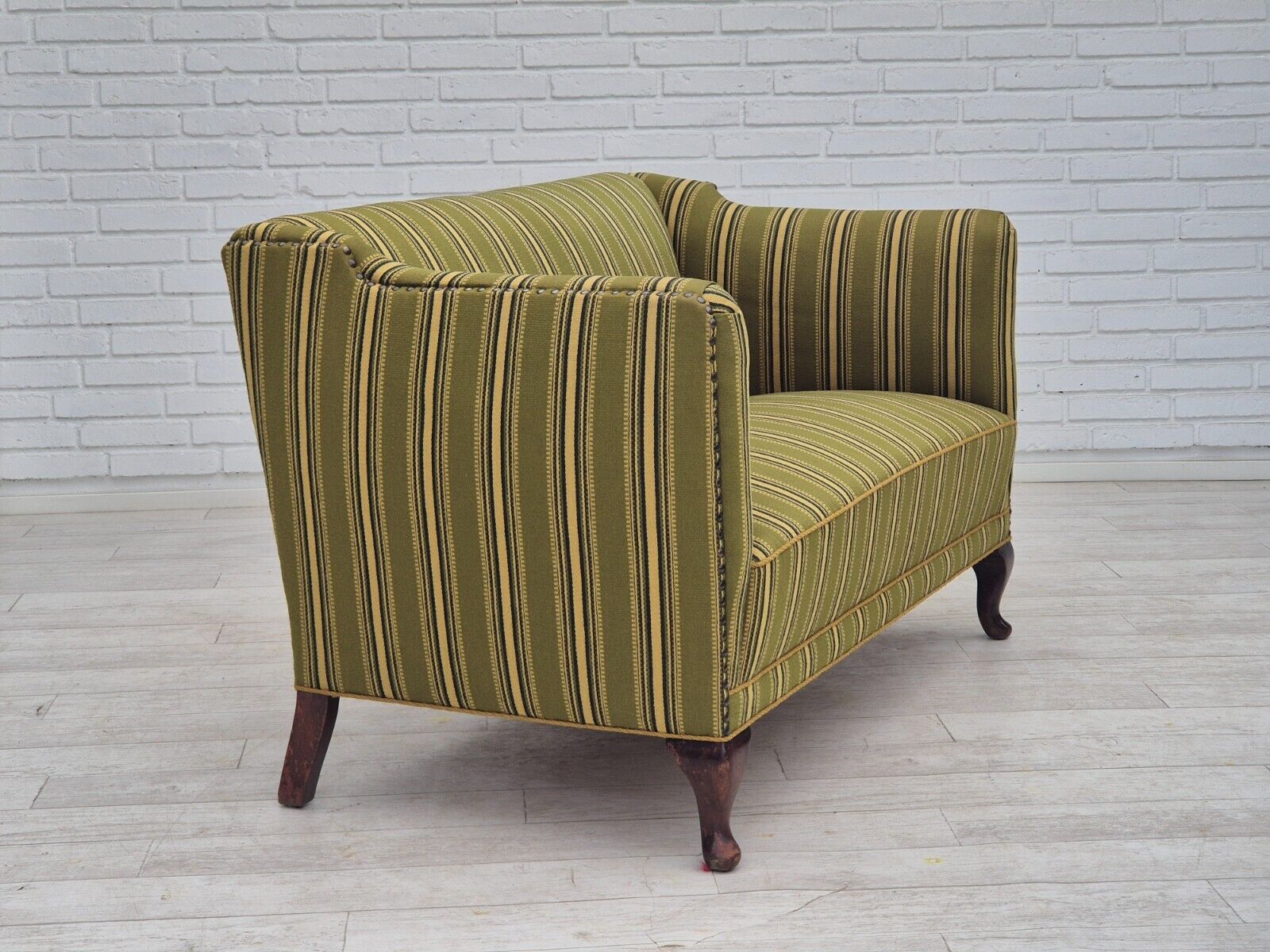 1960s Danish 2 seater sofa original condition furniture wool fabric ash wood