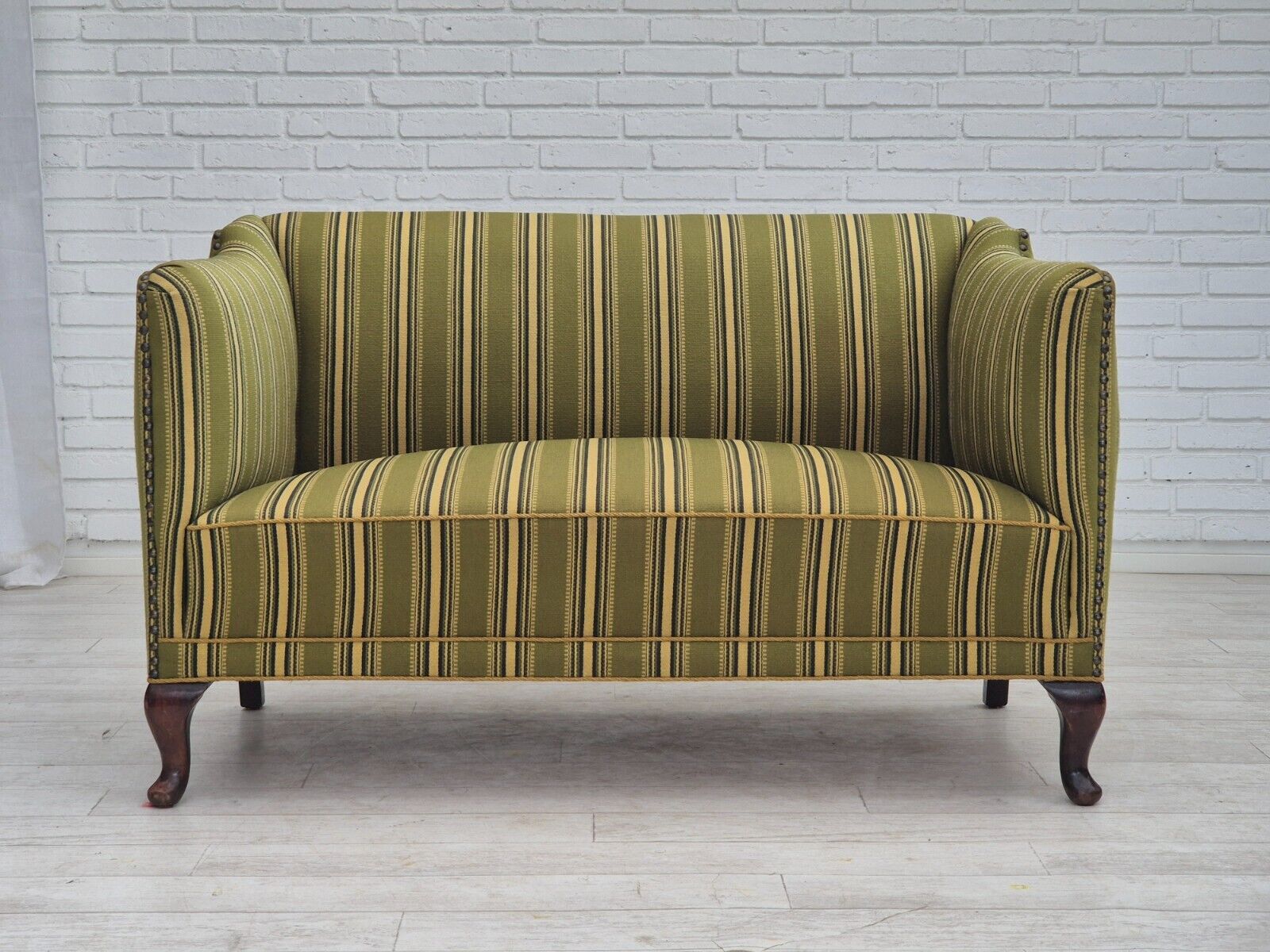 1960s Danish 2 seater sofa original condition furniture wool fabric ash wood