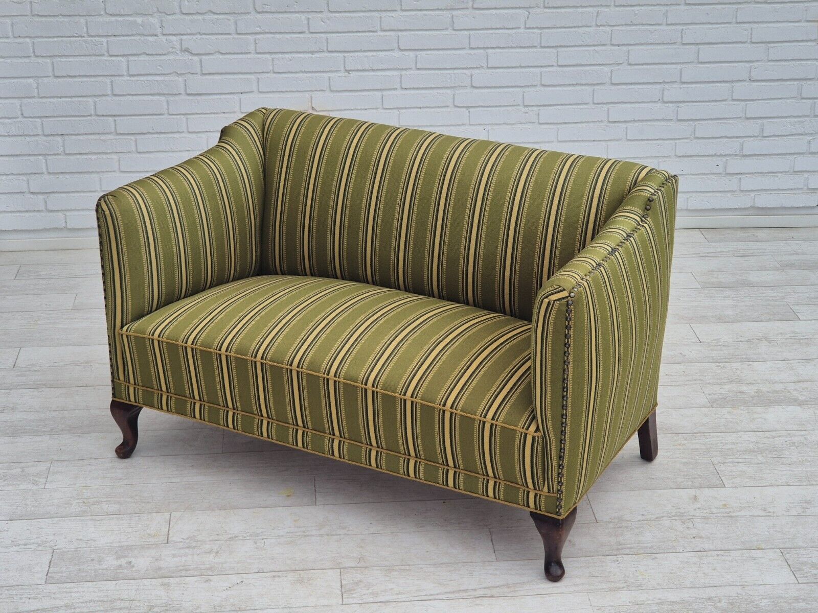 1960s Danish 2 seater sofa original condition furniture wool fabric ash wood