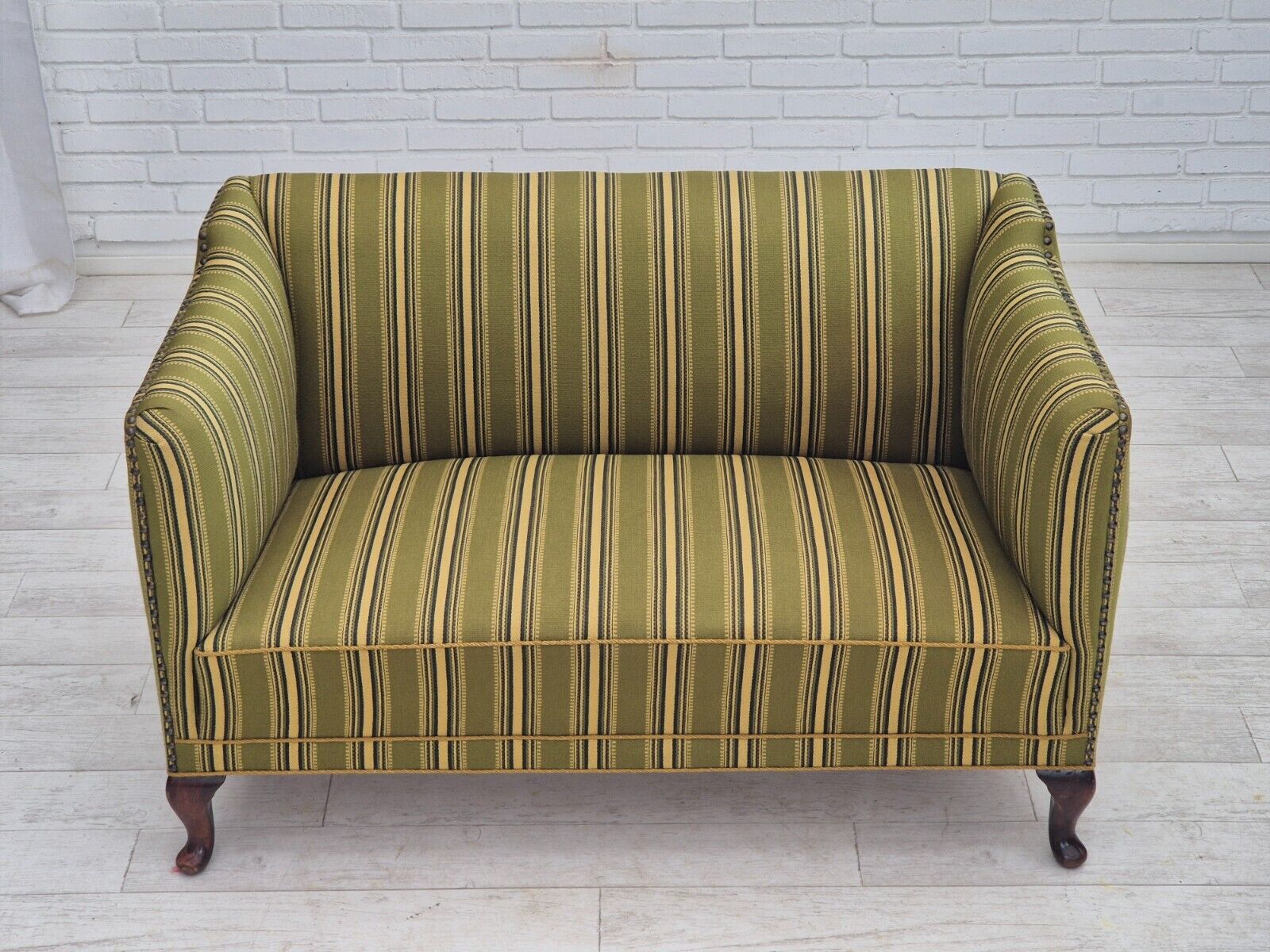 1960s Danish 2 seater sofa original condition furniture wool fabric ash wood