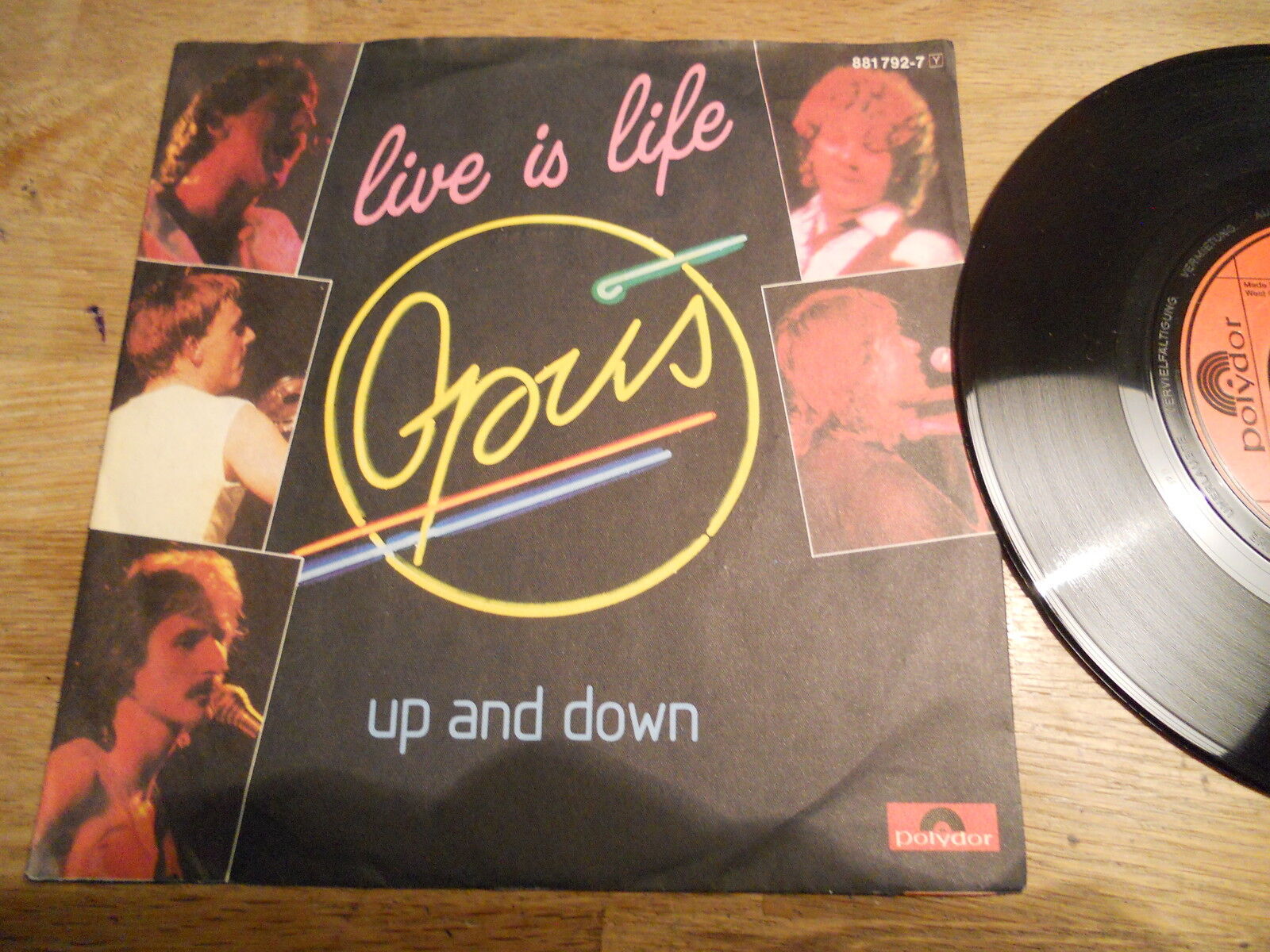 OPUS LIVE IS LIFE / UP AND DOWN GEMA POLYDOR RECORDS WEST GERMANY 1984 RARE USED