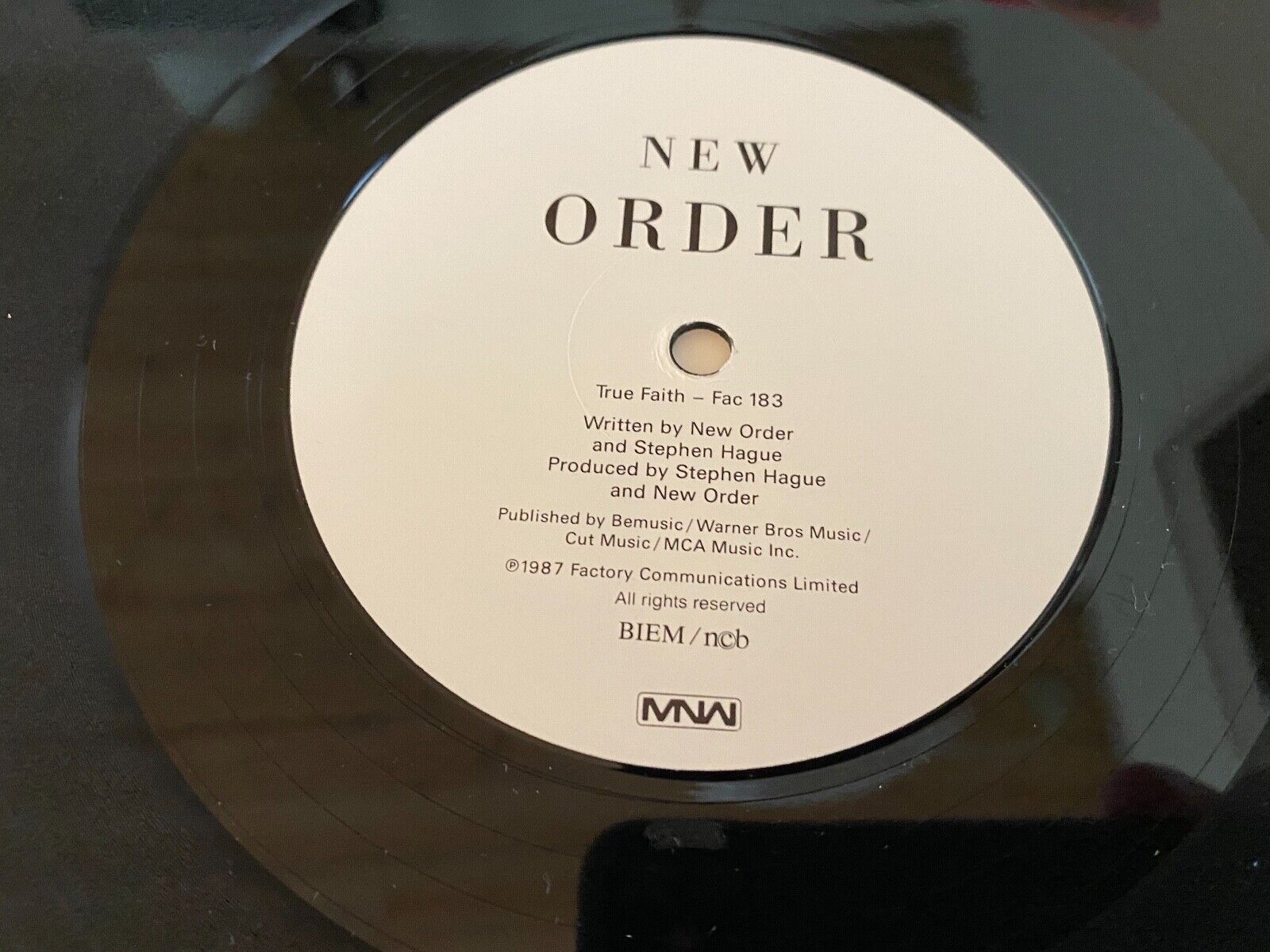 NEW ORDER "TRUE FAITH" FACTORY 1987 BIEM / NCB SWEDISH PRESSED 12" MAXI FACTORY*