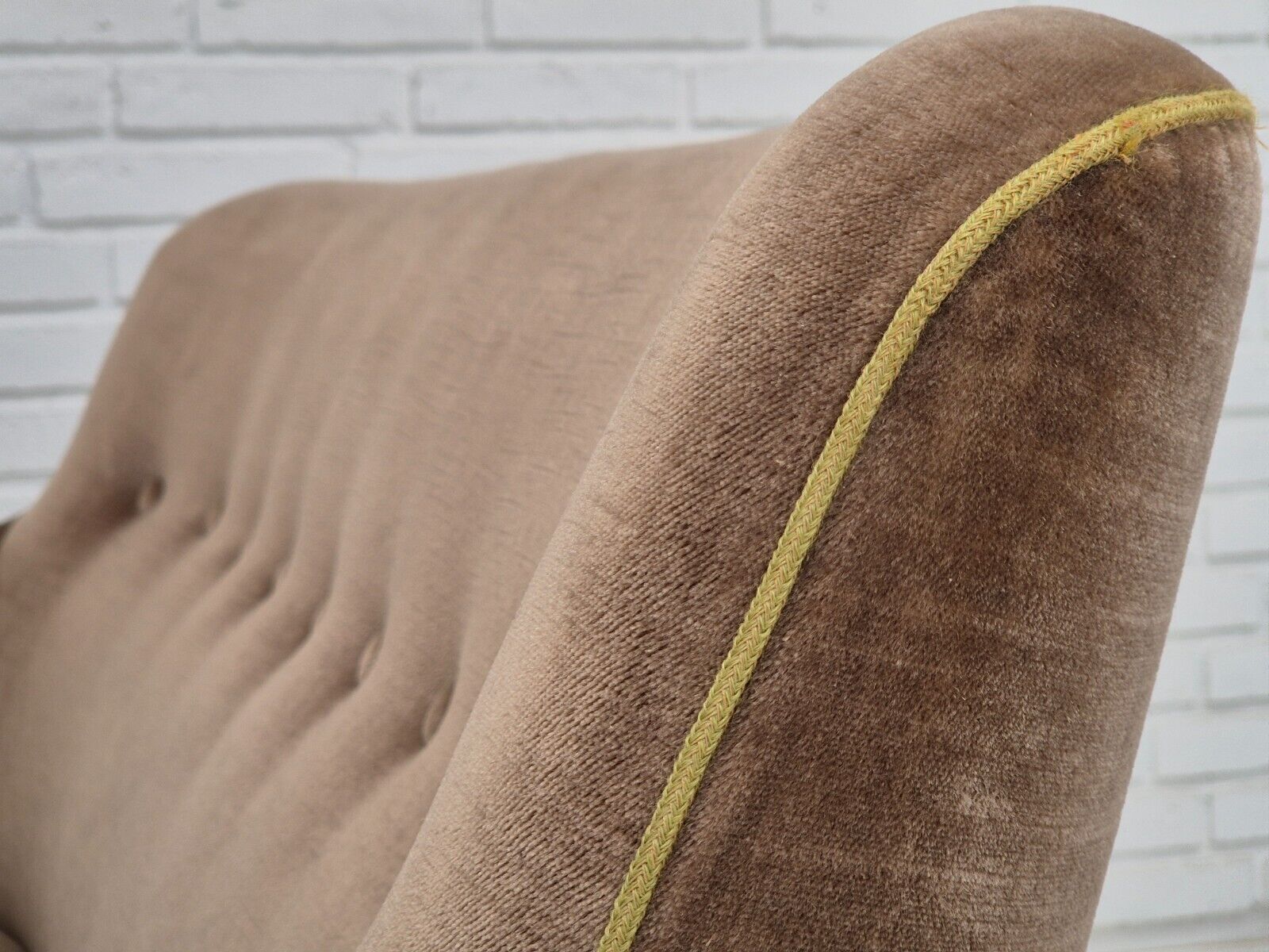 1960s Danish 2 seater sofa original condition furniture velour beech wood