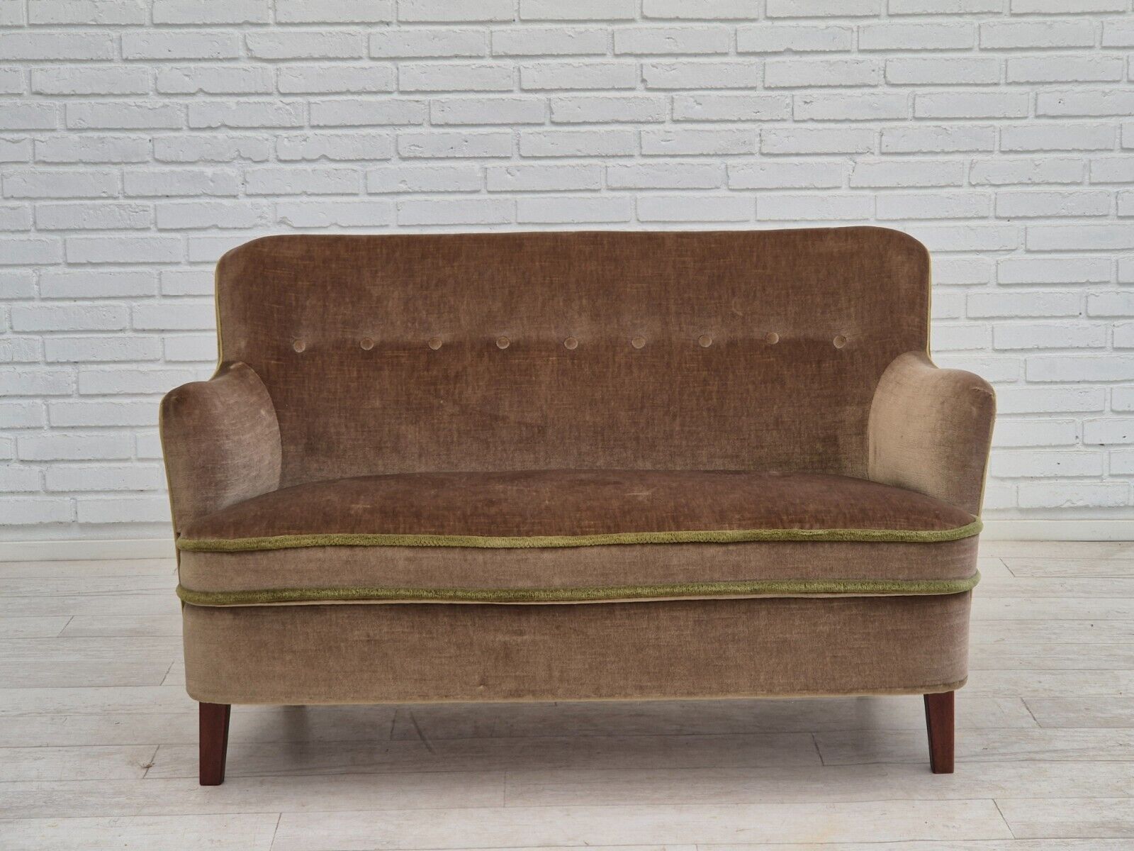 1960s Danish 2 seater sofa original condition furniture velour beech wood