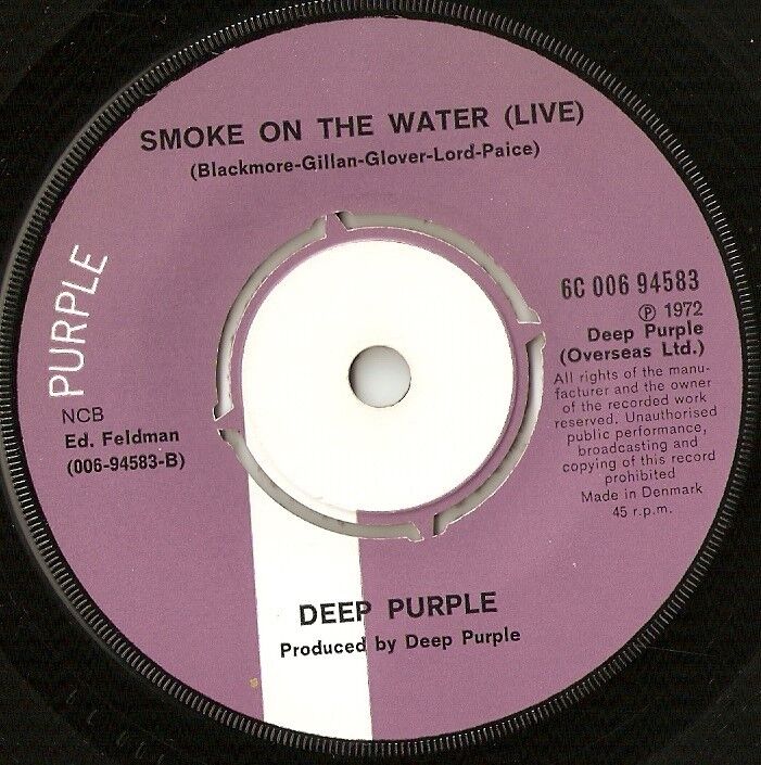 DEEP PURPLE SMOKE ON THE WATER STUDIO  LIVE DANISH 45+PS 1972 PSYCH HEAVY ROCK