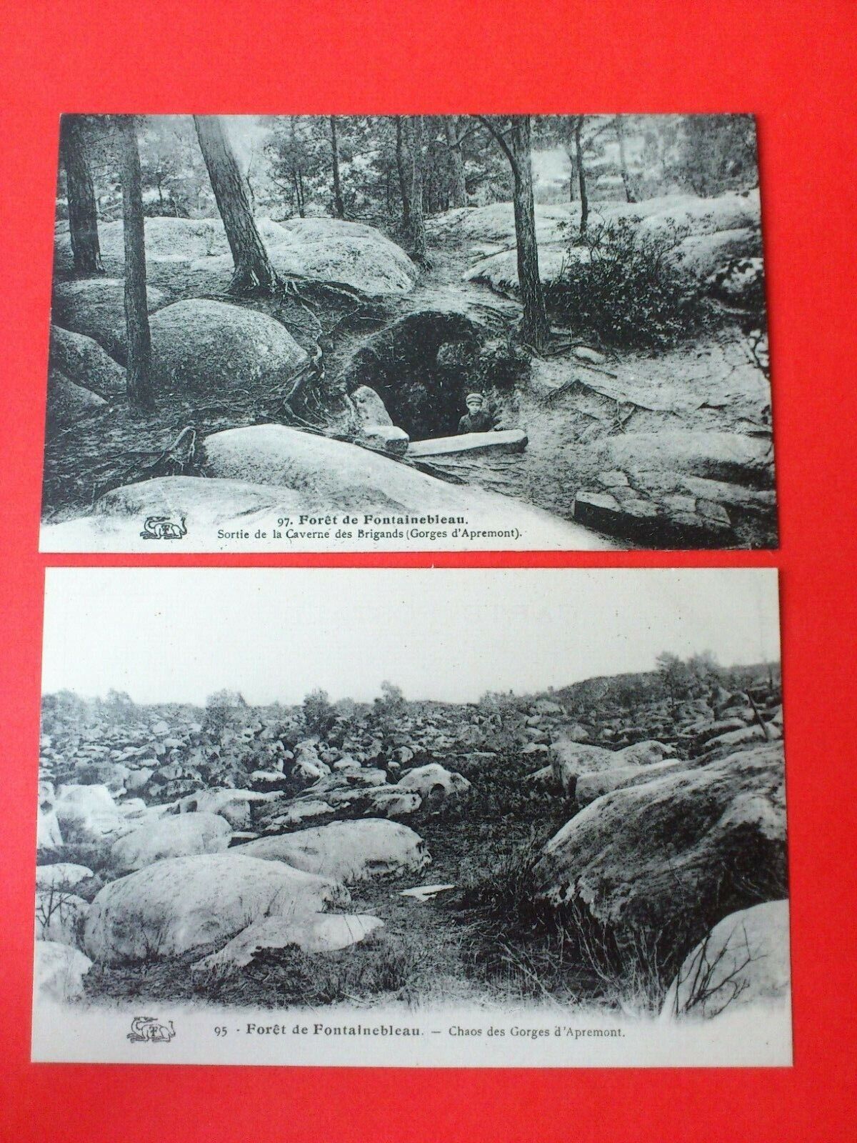 Vintage Postcard FranceForêt de Fontainebleau Caverne des Brigands1931