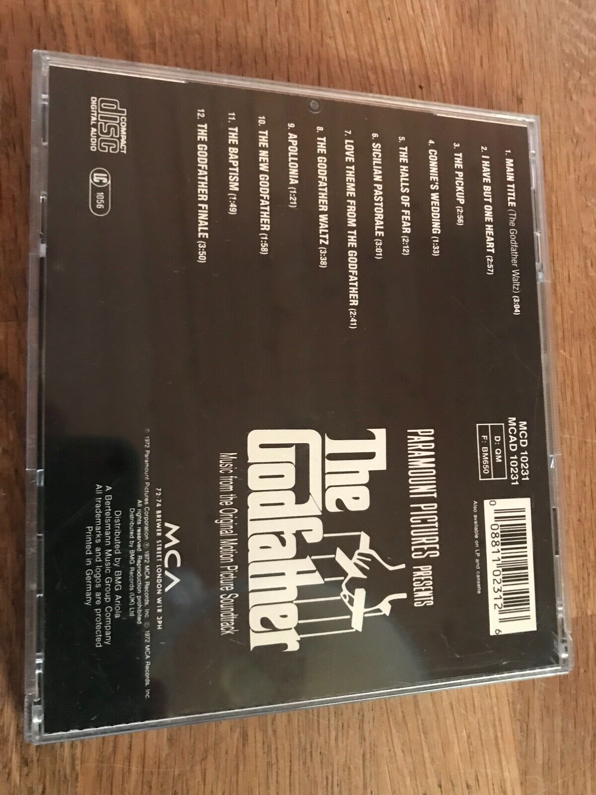 MUSIC FROM THE ORIGINAL MOTION PICTURE SOUNDTRACK THE GODFATHER CD ALBUM MCA ´72