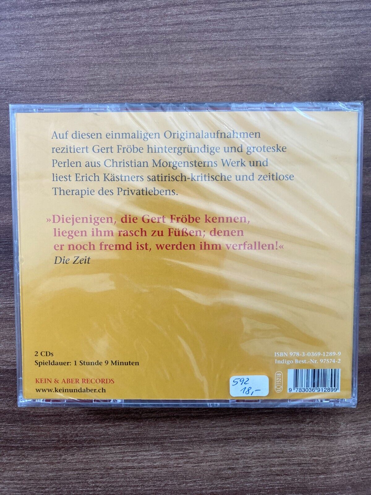 Gert Fröbe liest Christian Morgenstern und Erich Kästner Audio CD Audiobook NM