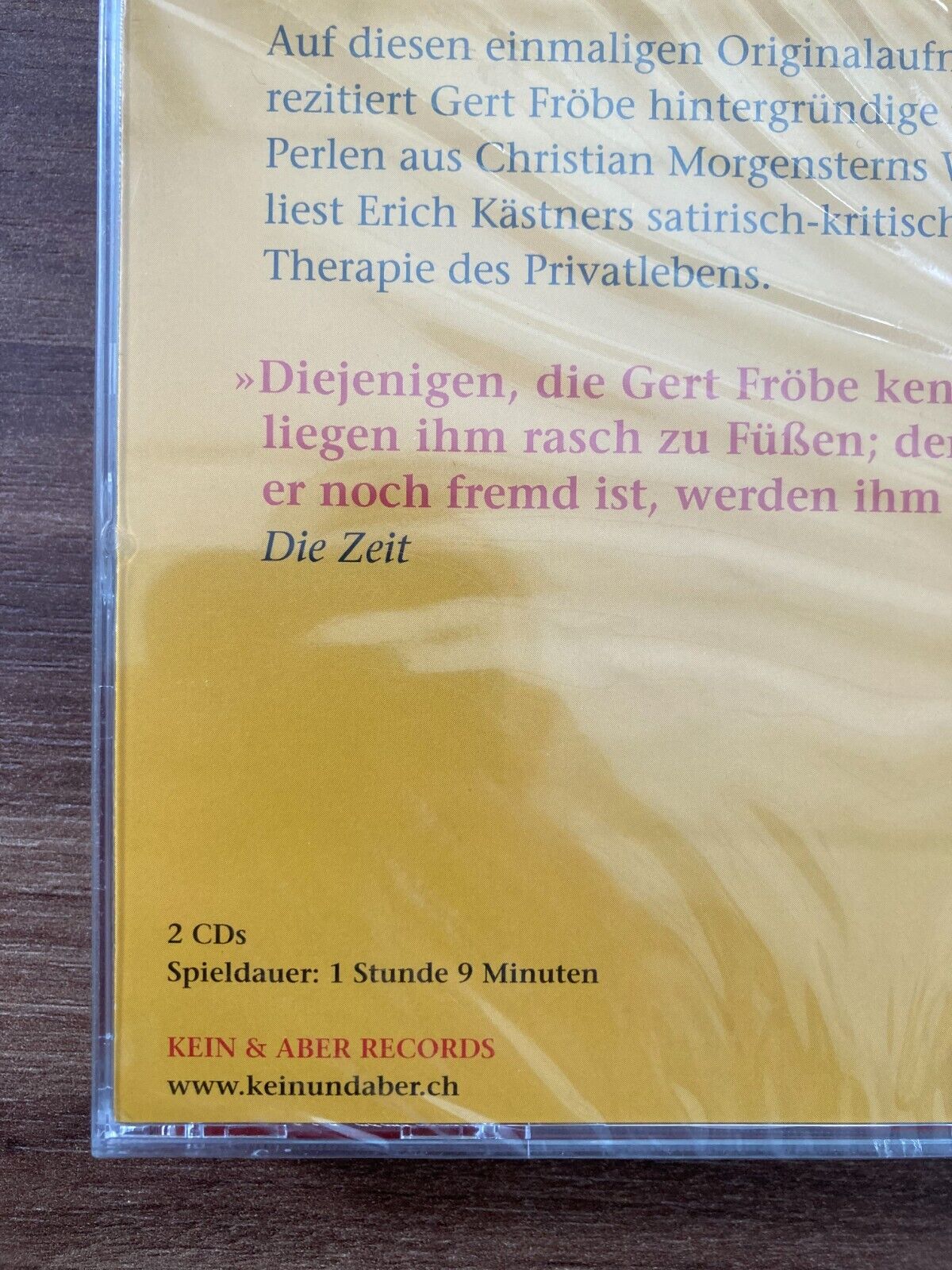 Gert Fröbe liest Christian Morgenstern und Erich Kästner Audio CD Audiobook NM