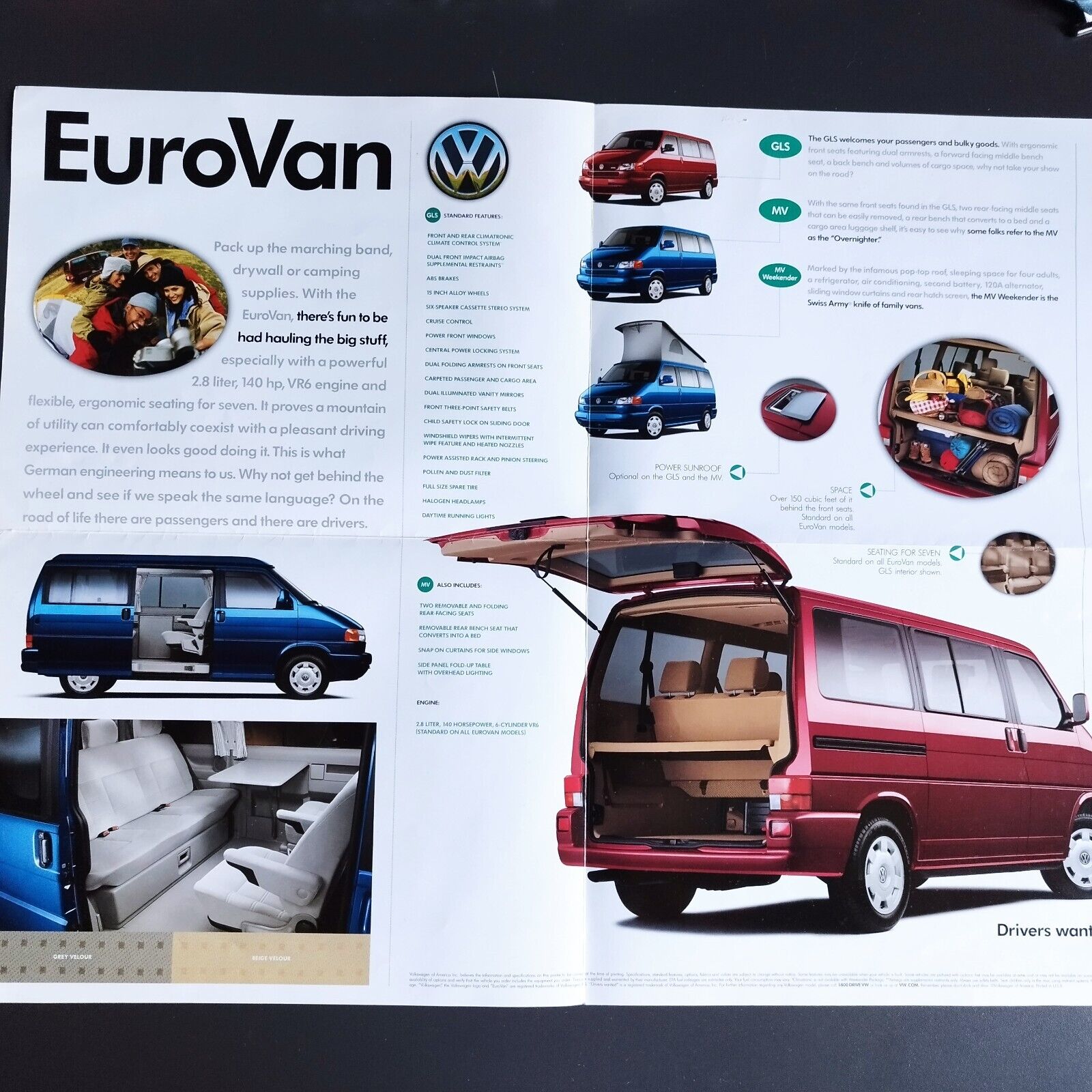 US fold-out catalog VW EUROVAN