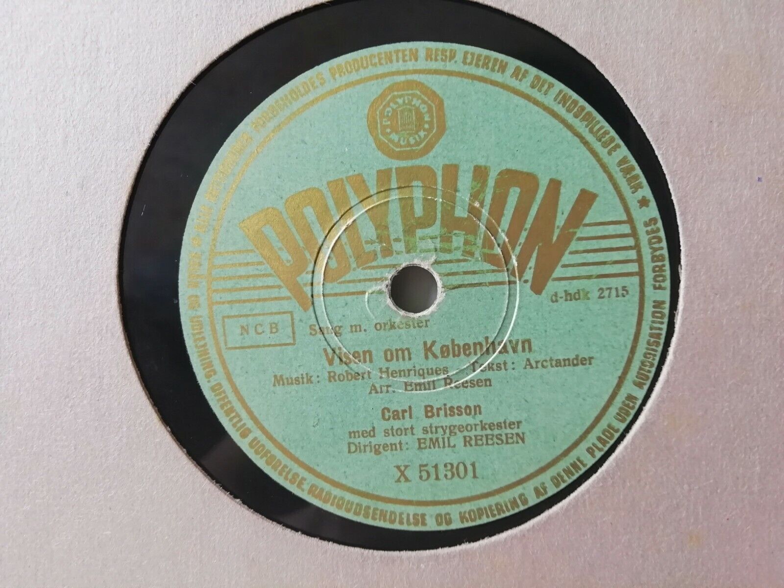 78 rpmCarl BrissonPolyphon X 51301 Visen Om København