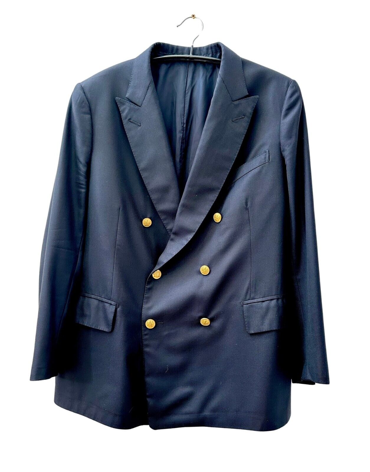 STOWERS Bespoke Savile Row Double Breasted Navy Blazer with Gold Buttons 40UK