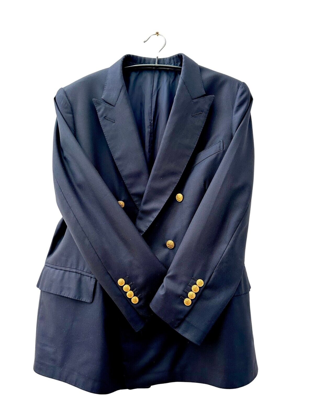 STOWERS Bespoke Savile Row Double Breasted Navy Blazer with Gold Buttons 40UK