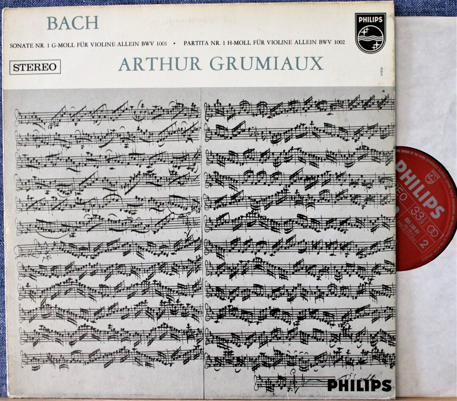 Grumiaux Bach (Sonata 1; Partita 1 - violin solo) Philips 835 198 NM