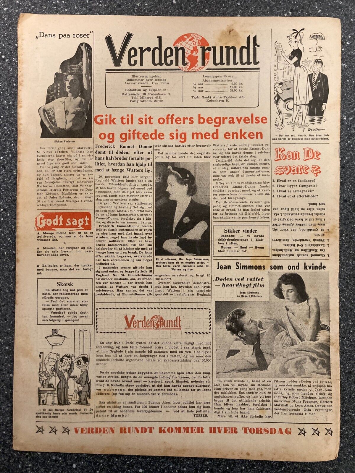 Martine Carol Noel Roquevert Ann Miller Danish Magazine 1955 "Verden Rundt"