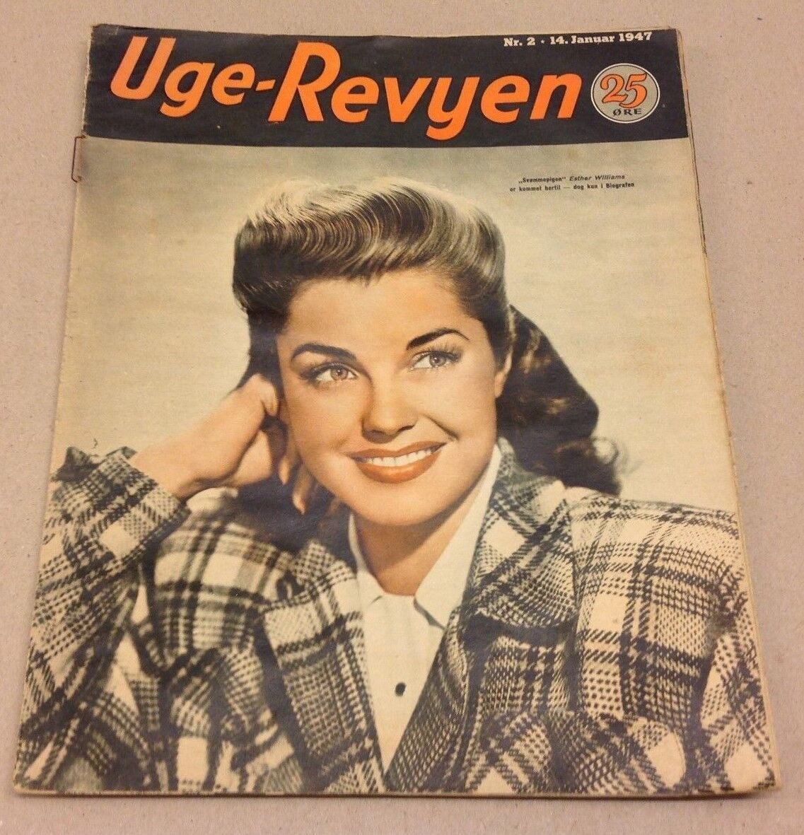 Esther Williams Front Cover Original Vintage Danish Magazine 1947 "Uge-Revyen"