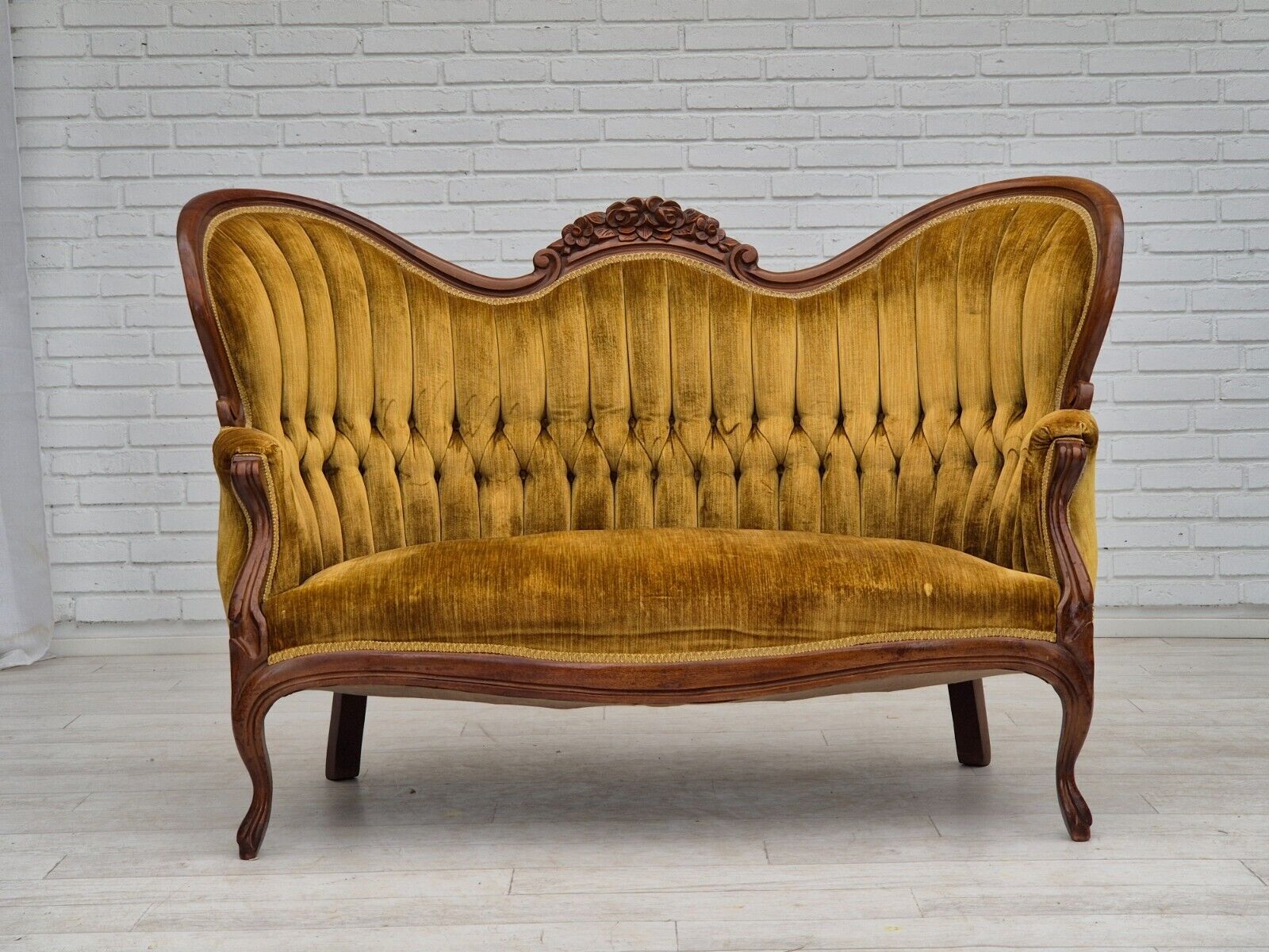 1950s Danish sofa vintage furniture velour very good condition wood