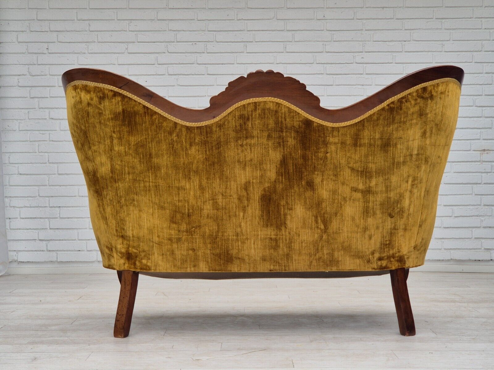 1950s Danish sofa vintage furniture velour very good condition wood