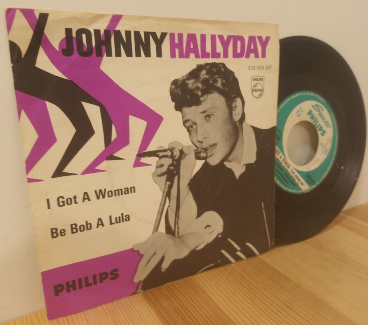 JOHNNY HALLYDAY I Got A Woman /Be Bop A ULTRA RARE Danish PS PICTURE SLEEVE 45