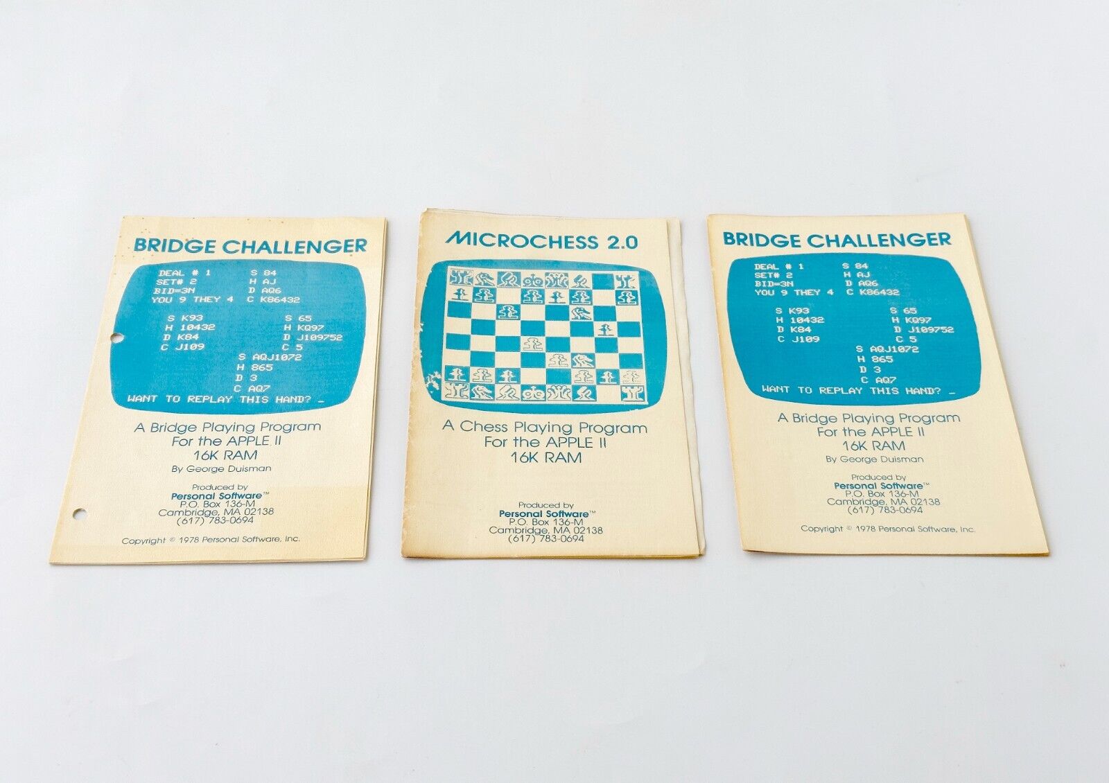 Bridge Challenger + Microchess 20 - Personal Software - 1978 / Apple II  (Man)