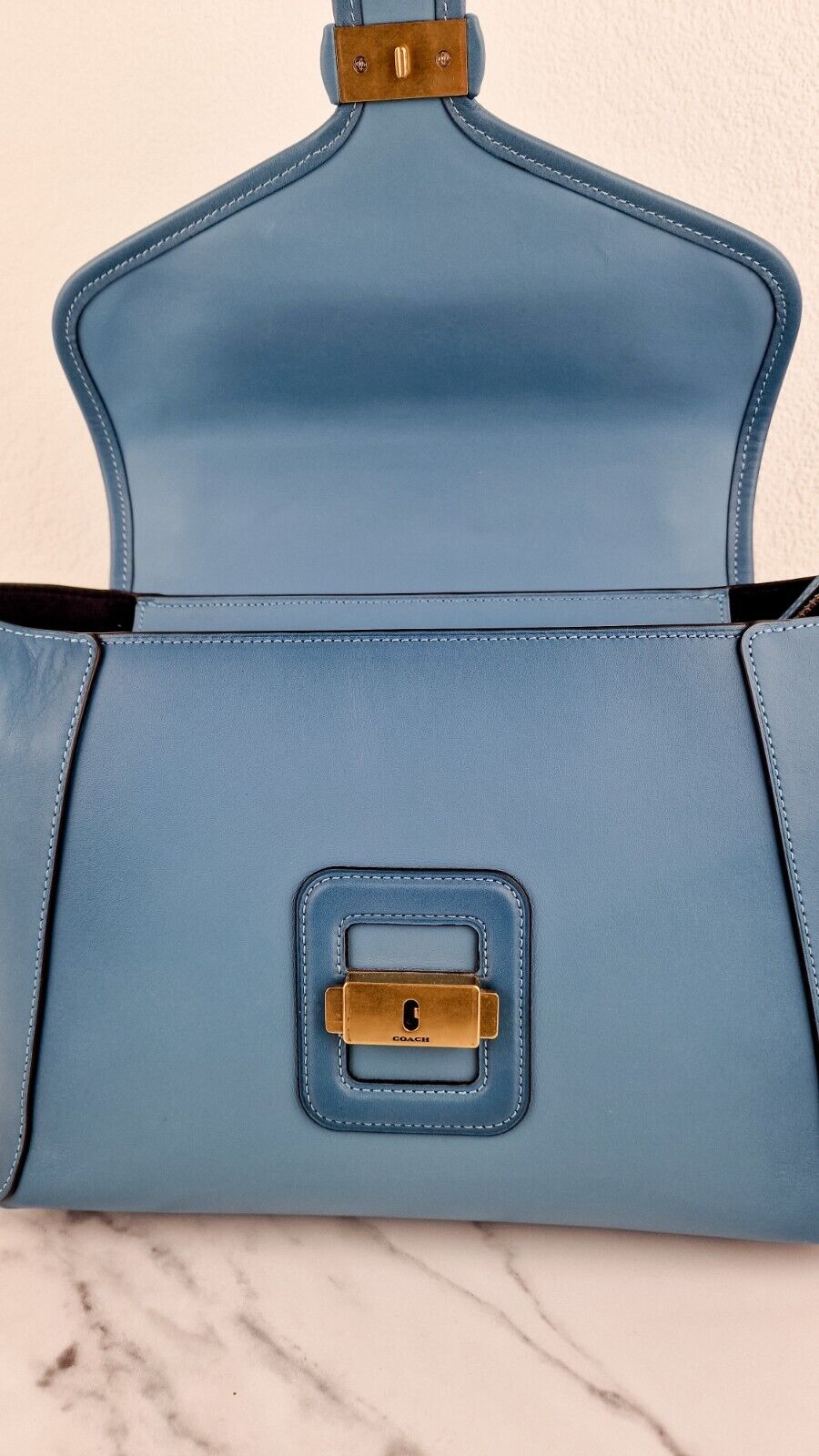 Coach Courier Carryall Pacific Blue Smooth Leather Tophandle Crossbody Bag 88348