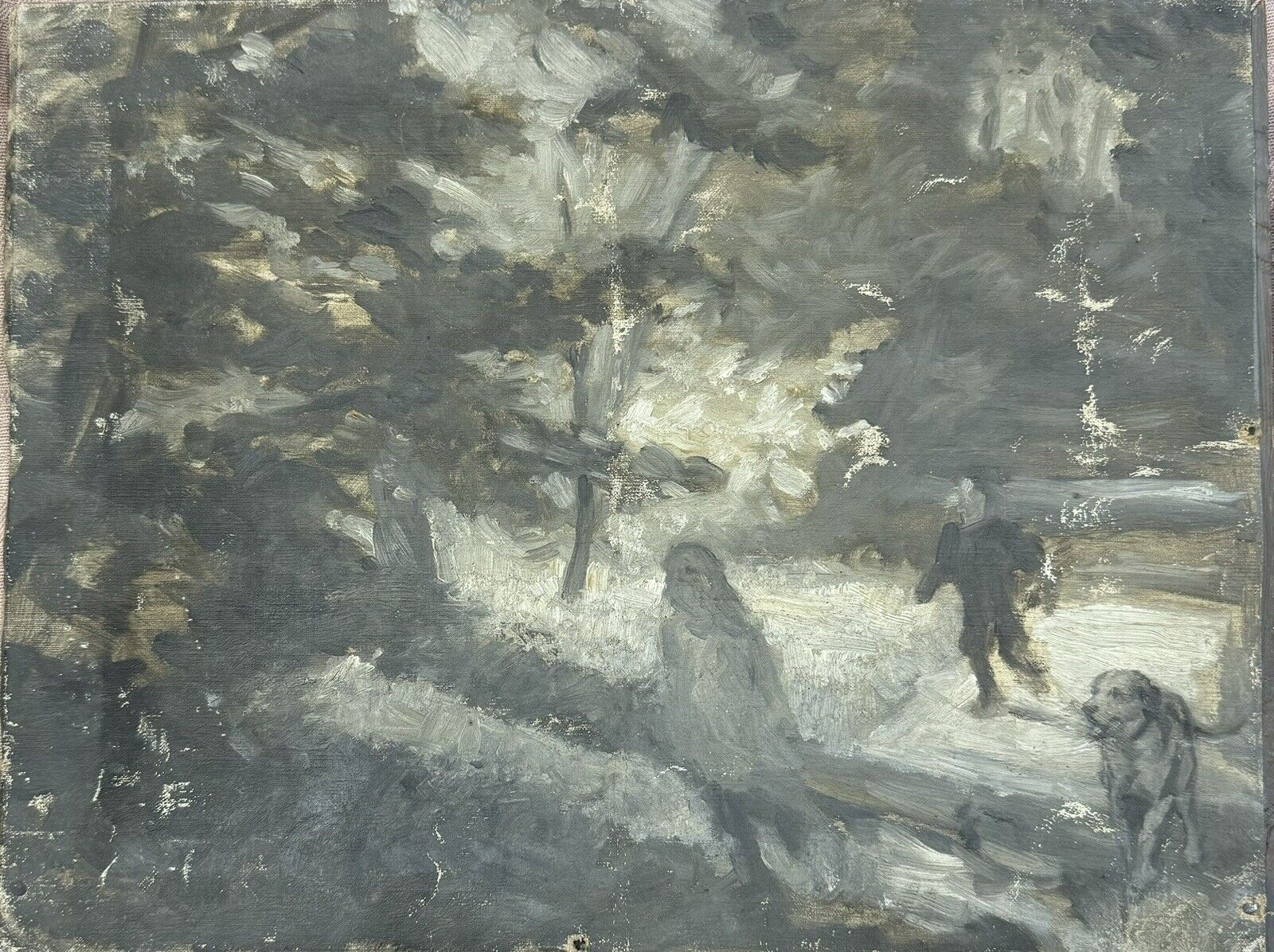 Old Oil Painting With Hammershøi Vibe: Atmosphere from a Copenhagen park 1920s