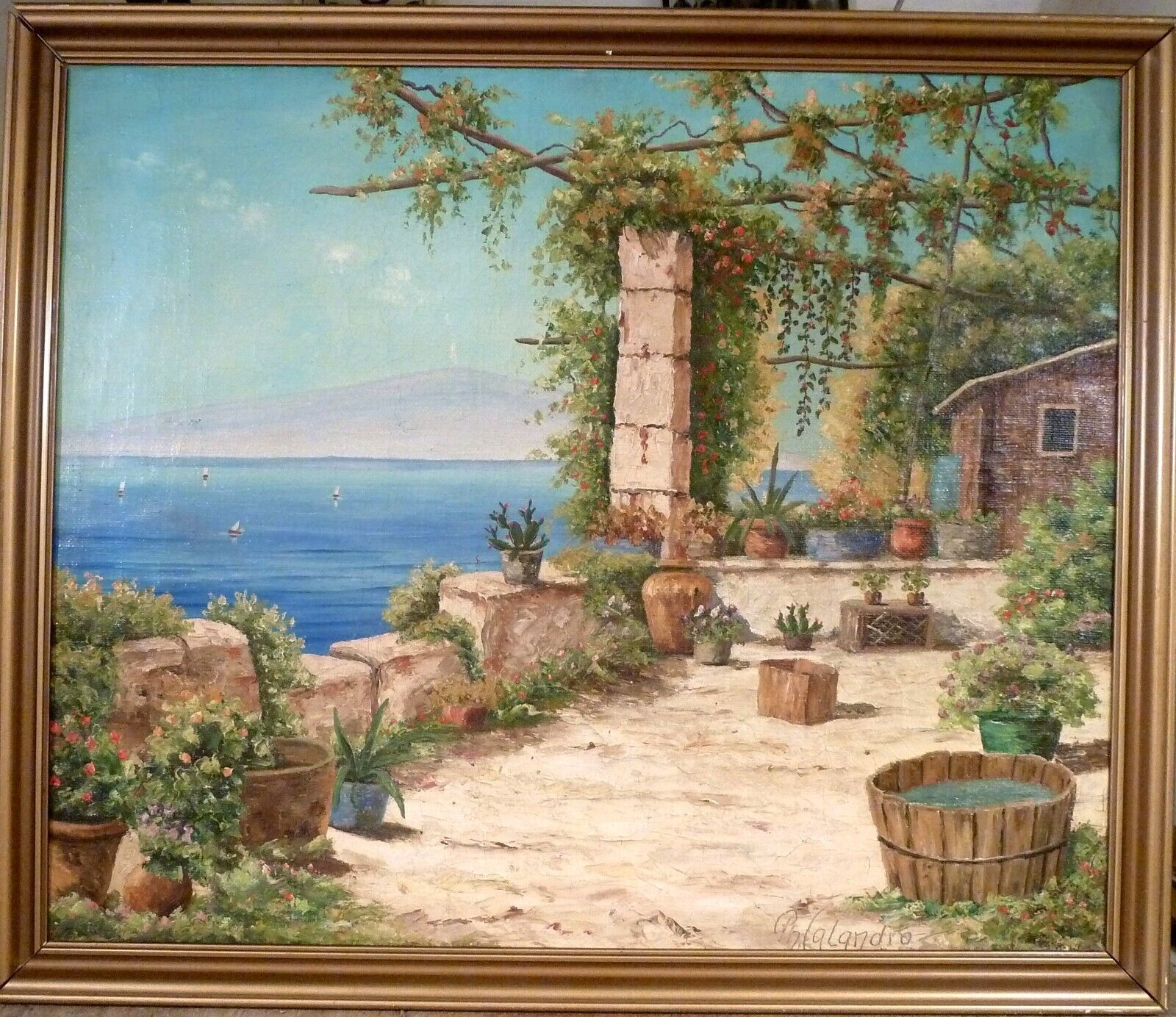 PHILIP CALANDRO! SCENERY FROM SORENTO IN ITALY WITH VIEW FROM A PERGOLA