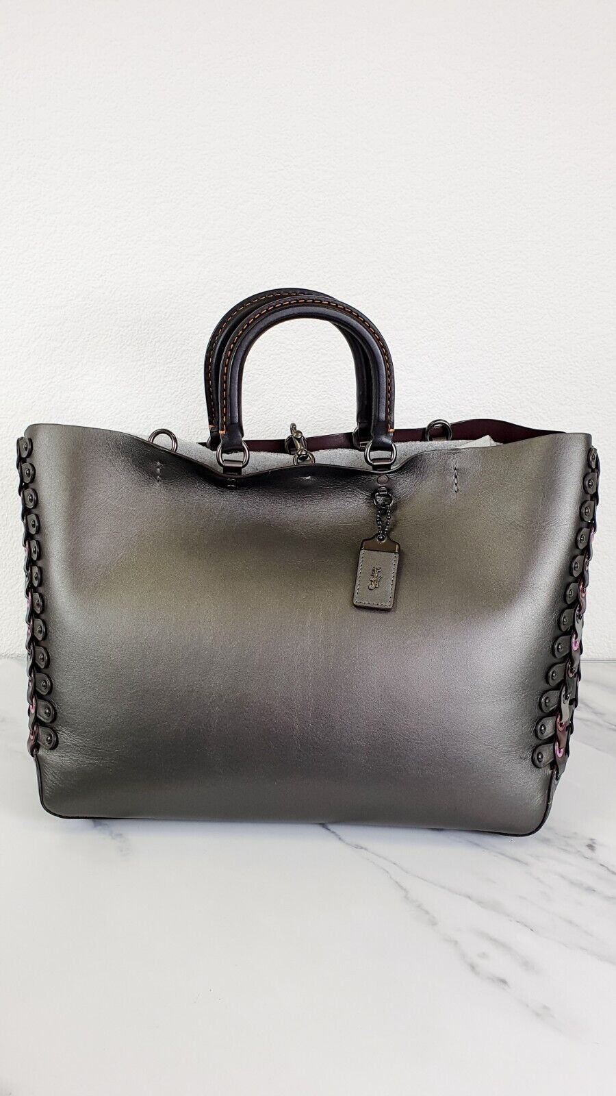 Coach Rogue Tote Bag Links Graphite Metallic Grey 1941 Handbag Shoulder 26887