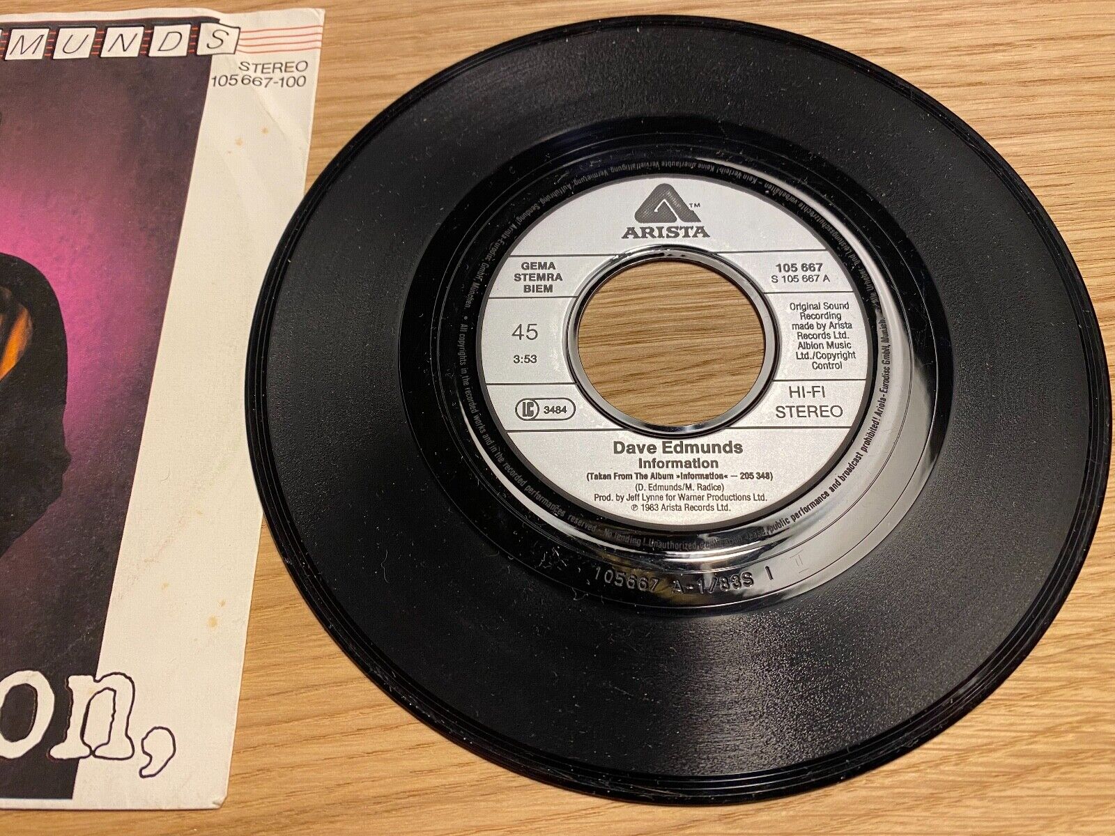 DAVE EDMUNDS "INFORMATION / WHAT HAVE I GOT TO DO TO WIN" 1983 ARISTA RECORDS 7"