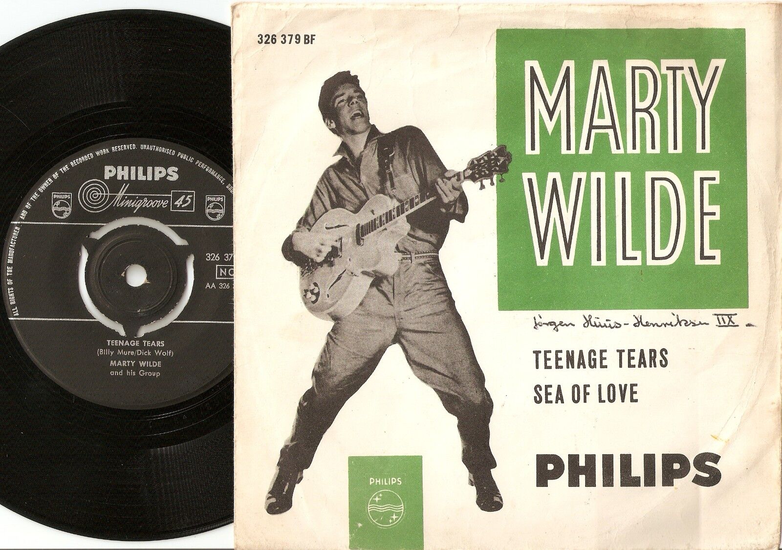 MARTY WILDE SEA OF LOVE  TEENAGE TEARS DANISH 45+PS 1959 ELVIS ROCKABILLY ROLL