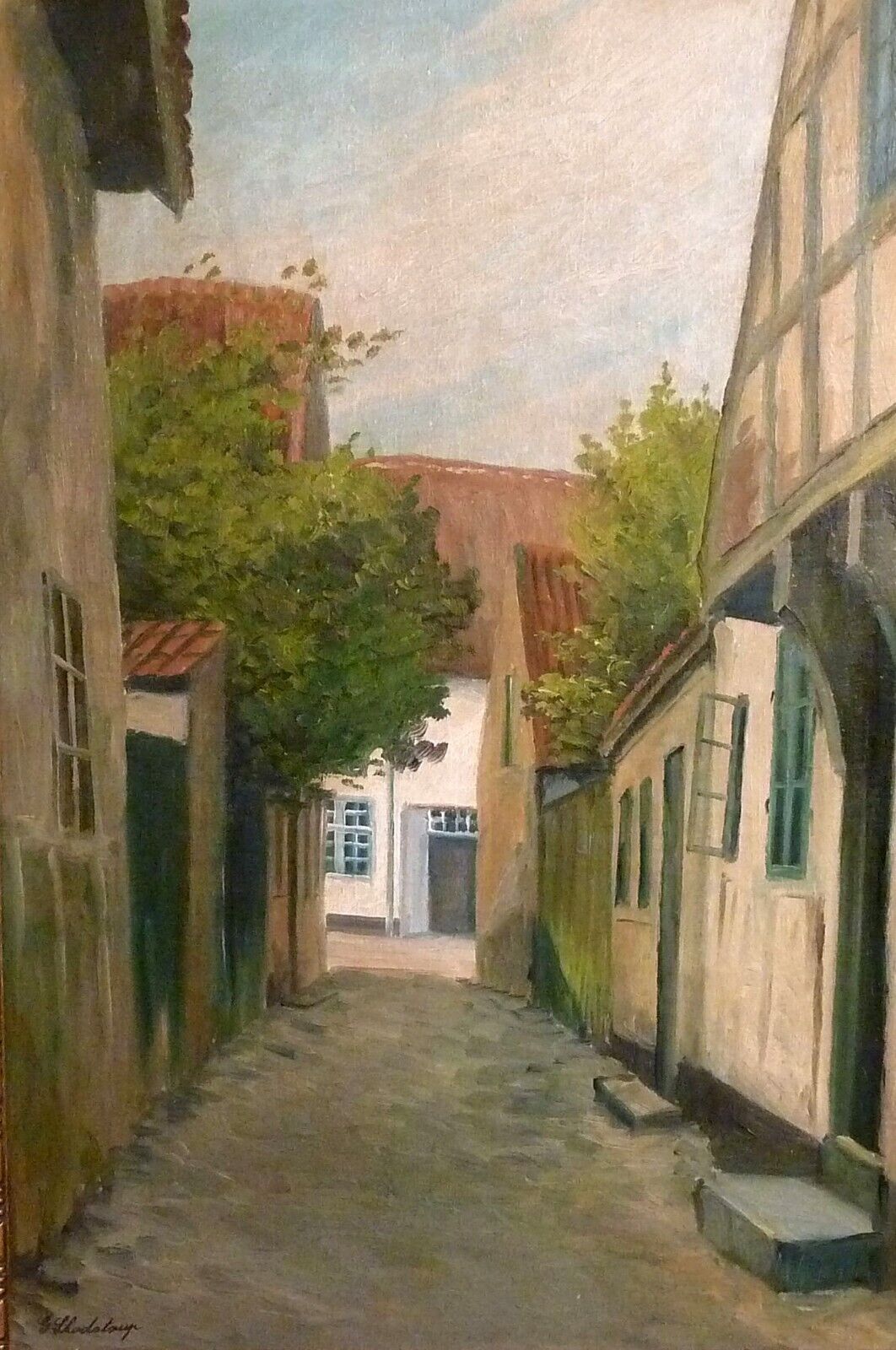 GEORG SKODSTRUP! CITY SCENERY WITH OLD HOUSES