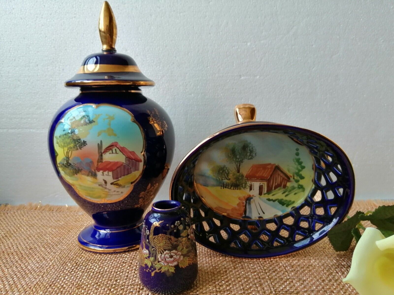 Beautiful porcelain vase and bowl made by ALCOBACA PORTUGAL