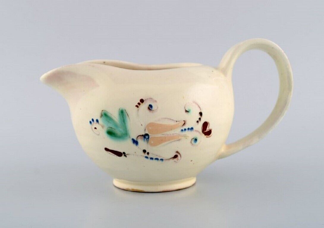 Kähler Denmark Jug in glazed ceramics Flowers on cream colored background