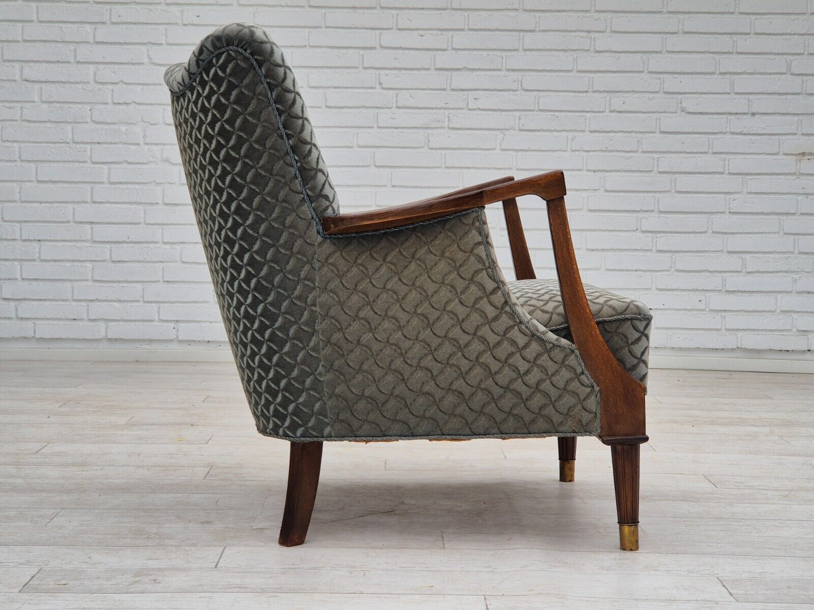 1960s Danish armchair original very good condition furniture velour beech