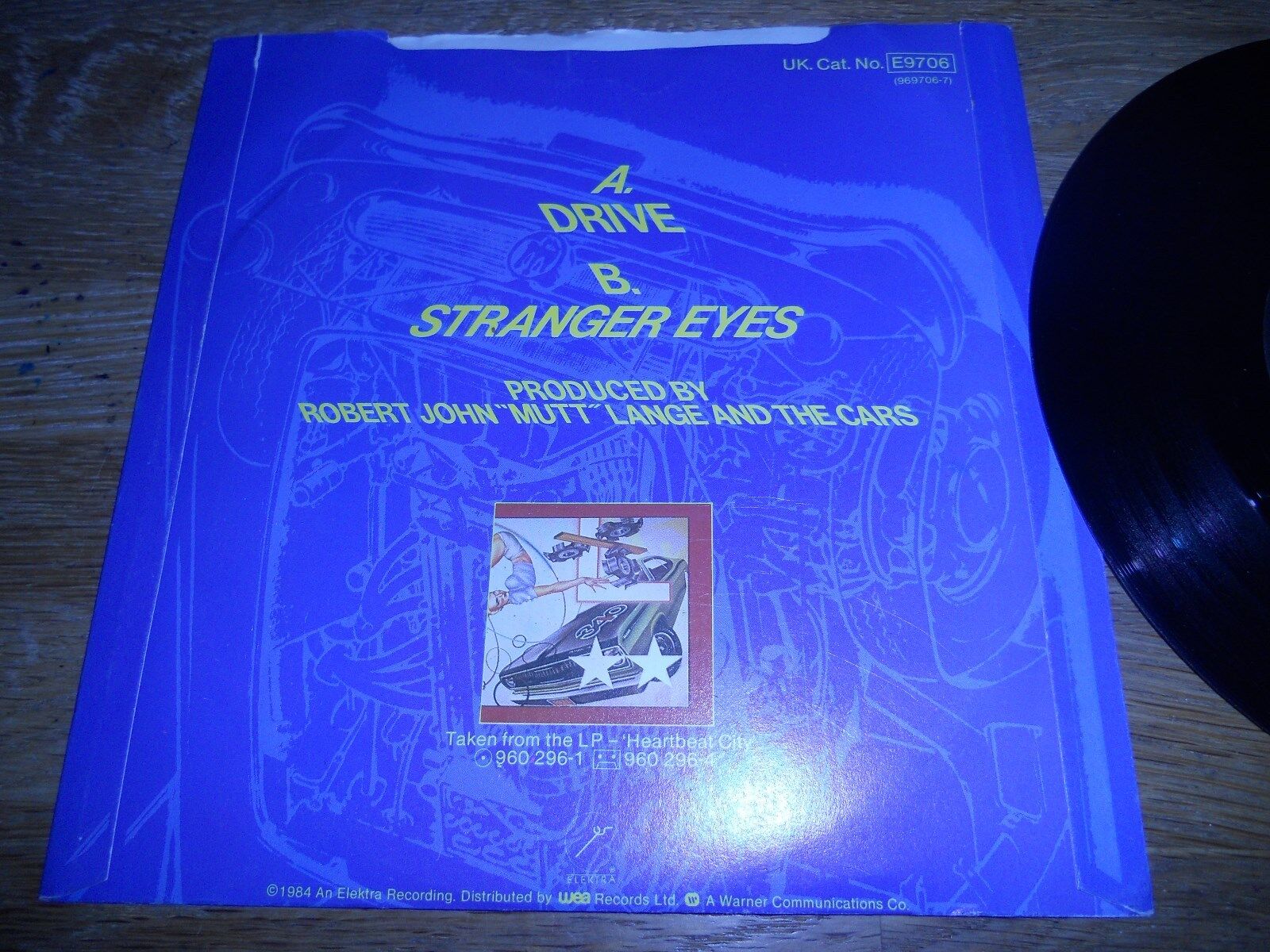 THE CARS "DRIVE / STRANGER EYES" 1984 ELEKTRA WEA RECORDS UK VINYL SINGLE USED**