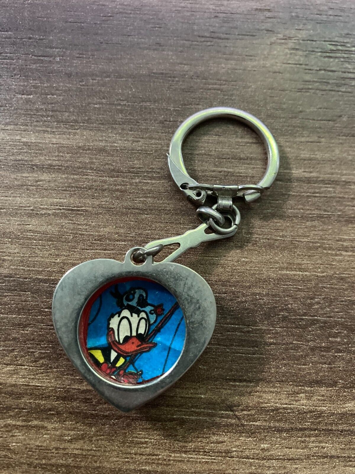 Vintage Heart Keychain with Donald Duck - Classic Disney Memorabilia