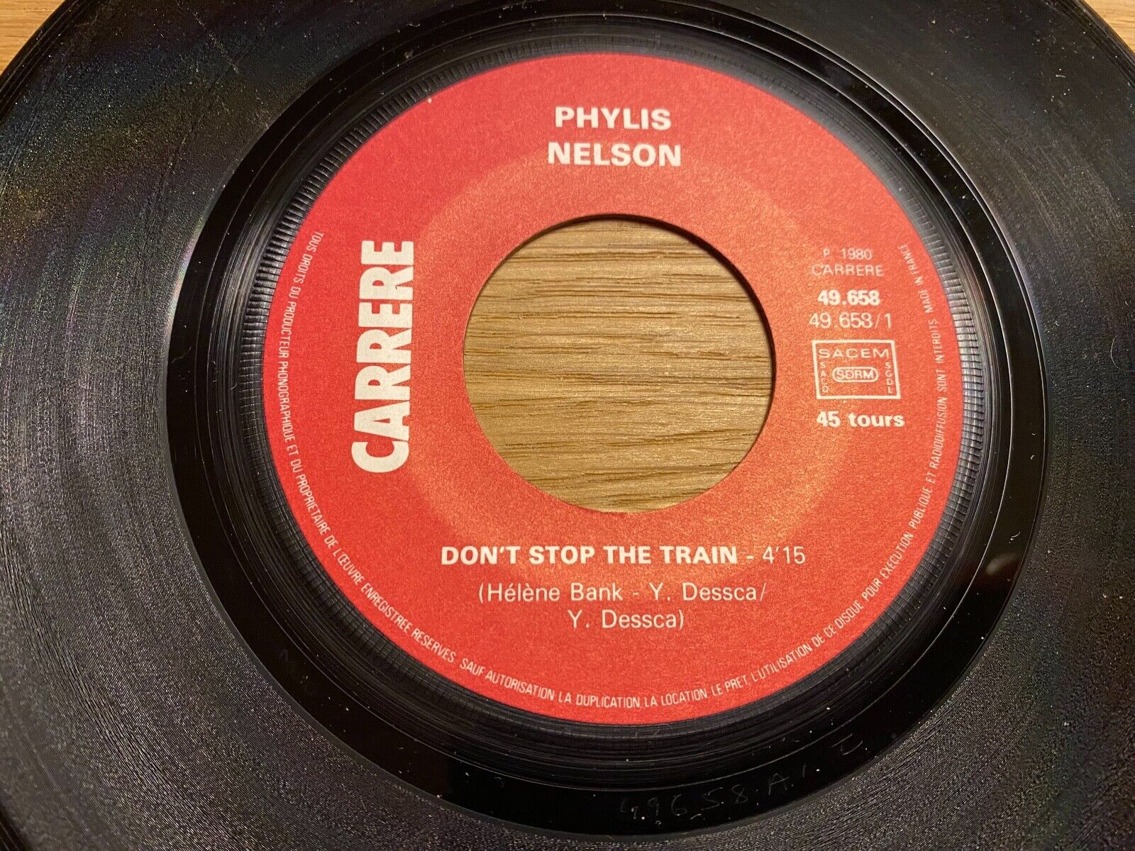 PHYLLIS NELSON "DON´T STOP THE TRAIN/SIXTEEN" 1980 FRENCH PRESSED SINGLE CARRERE