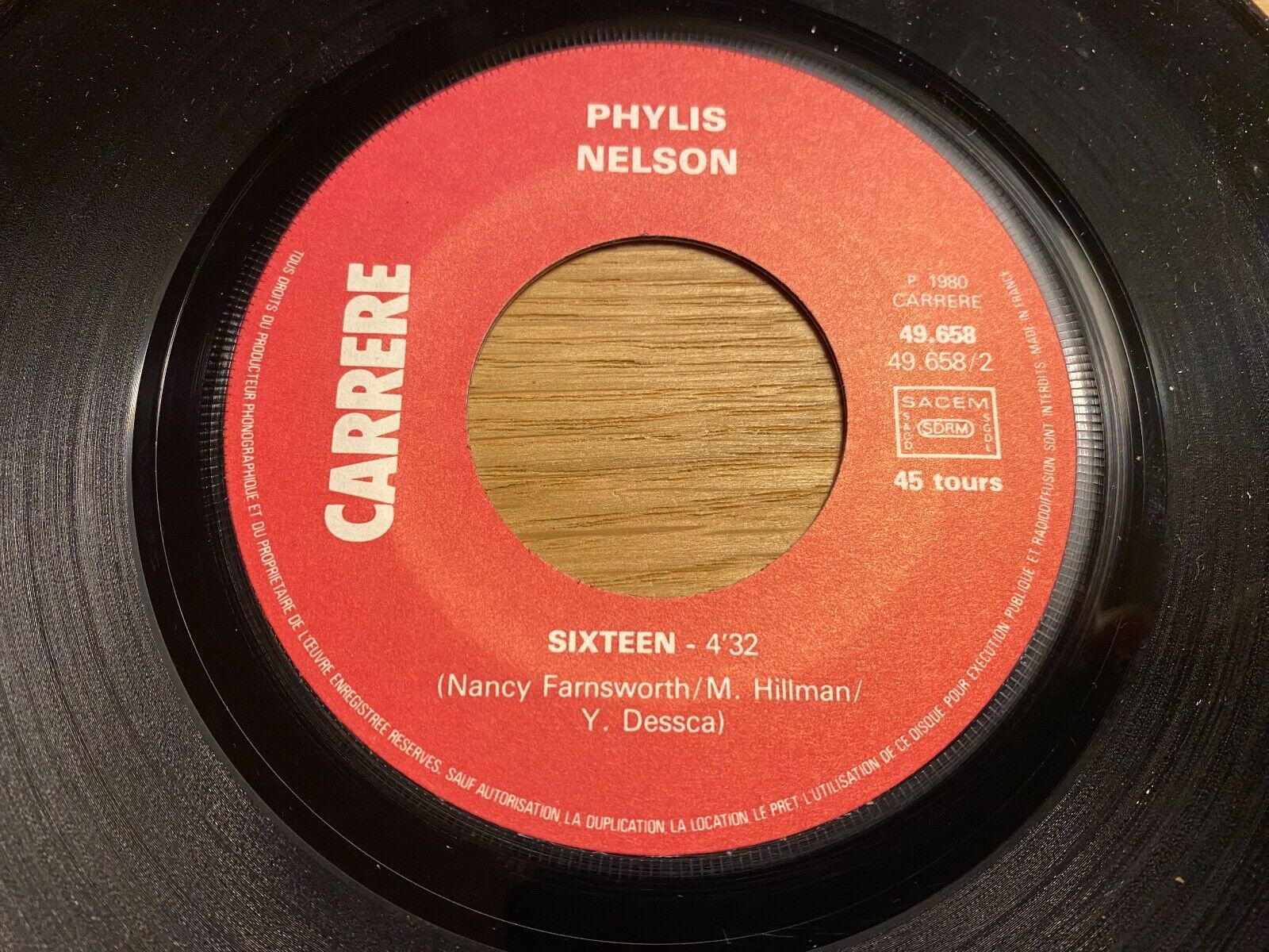 PHYLLIS NELSON "DON´T STOP THE TRAIN/SIXTEEN" 1980 FRENCH PRESSED SINGLE CARRERE